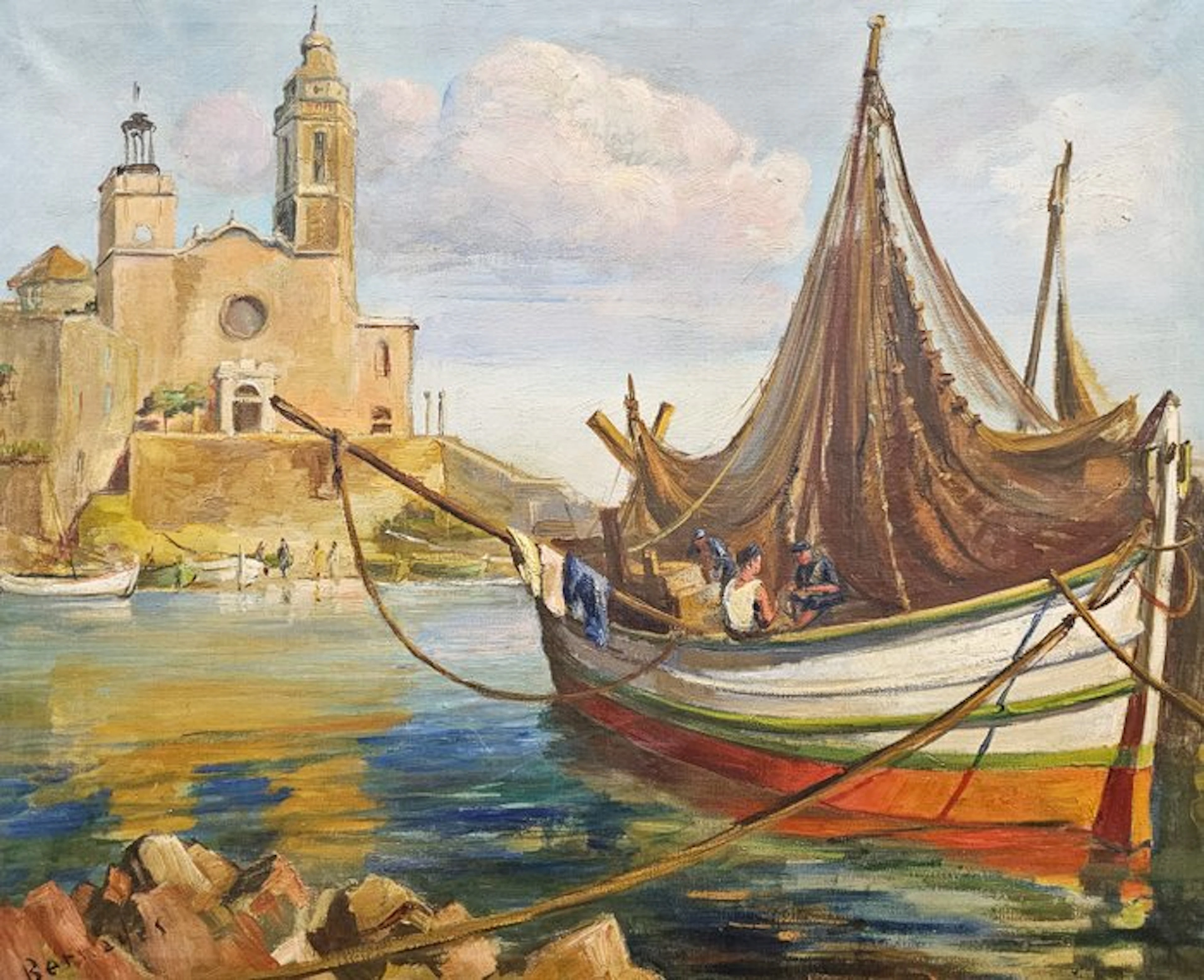 Ramón Barnades i Fabregas (1909/15-1981) - Fishing boats in Sitges
