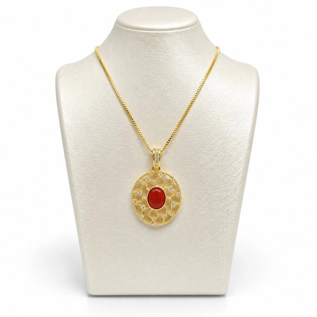 Coral - Sterling Silver 925 - Necklace with pendant - Italian craftsmanship