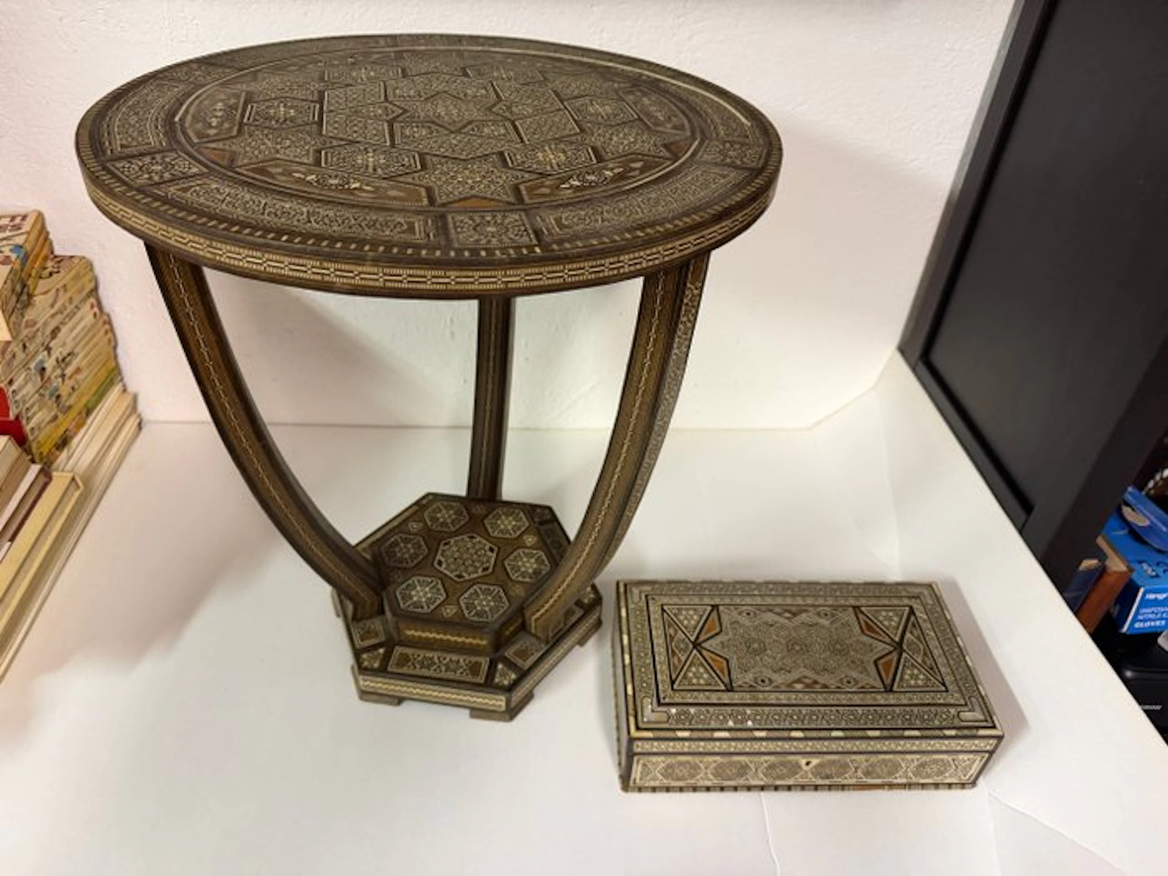 Middle Eastern Antiquarian Pair: Circular Table and...
