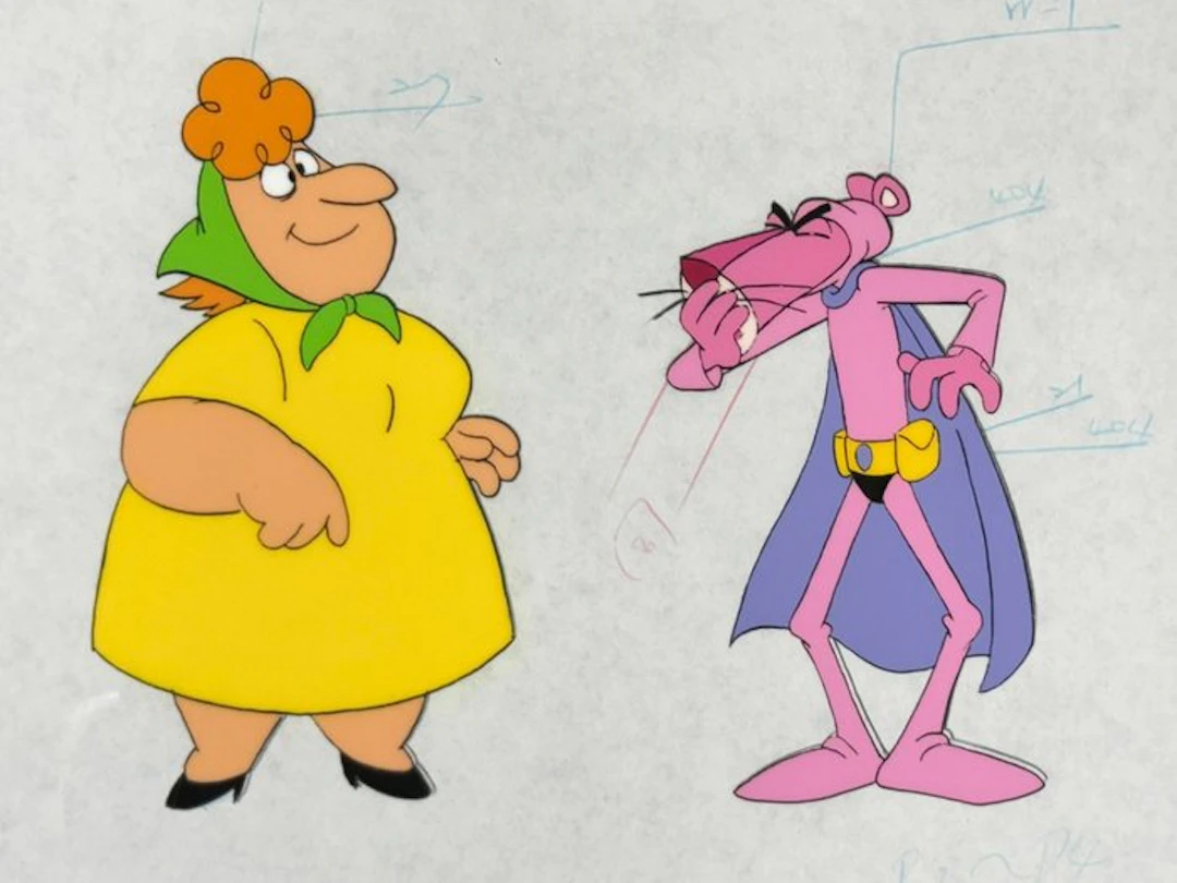 Friz Freleng - Original animation cel and drawing of Pink...