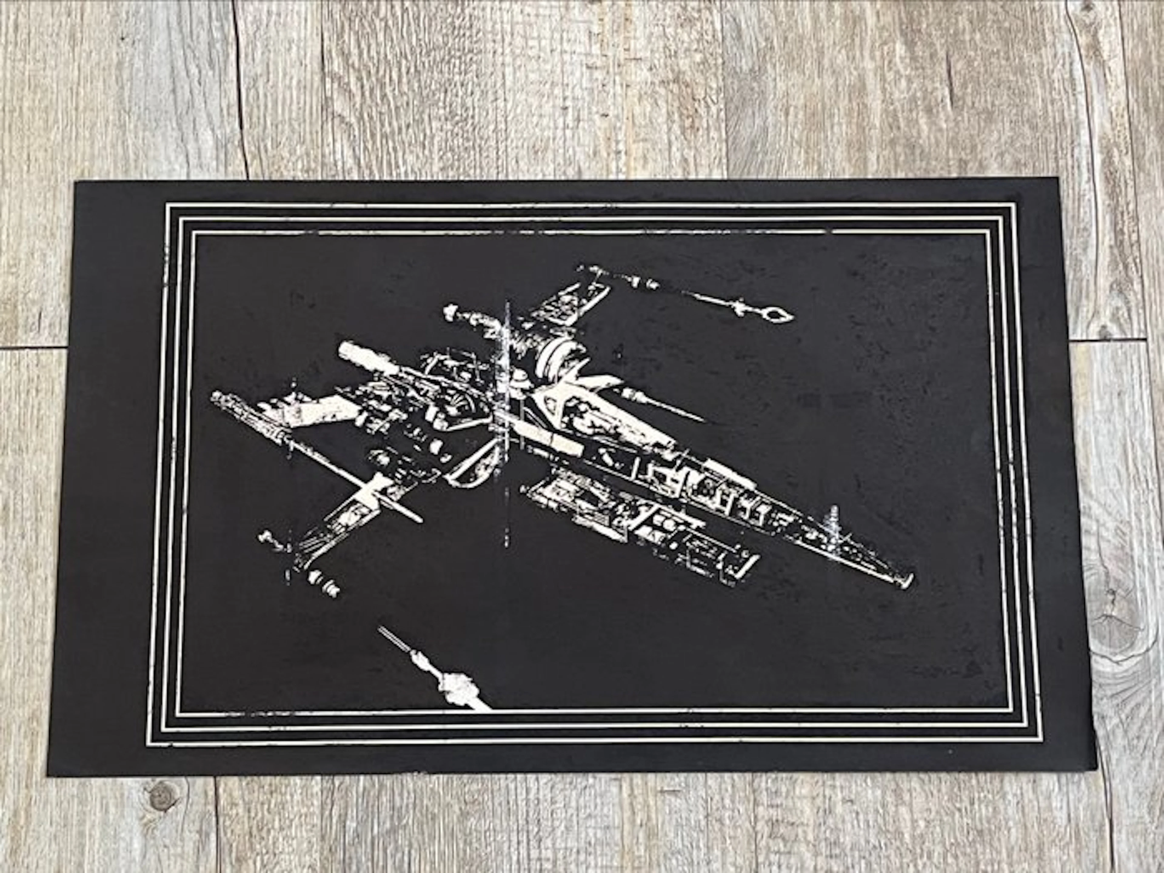Artist Æ2381 - Star Wars, Lot of 2 - Poe's X-Wing & AT-AT Art, with COA
