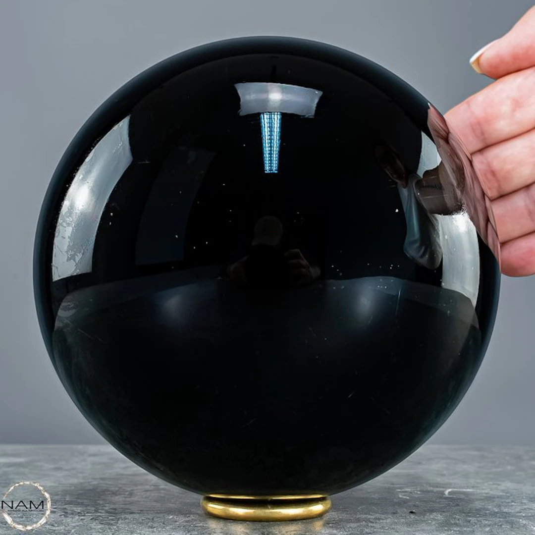 Natural Top Quality Sparkling Black Obsidian Sphere- 3692.58 g