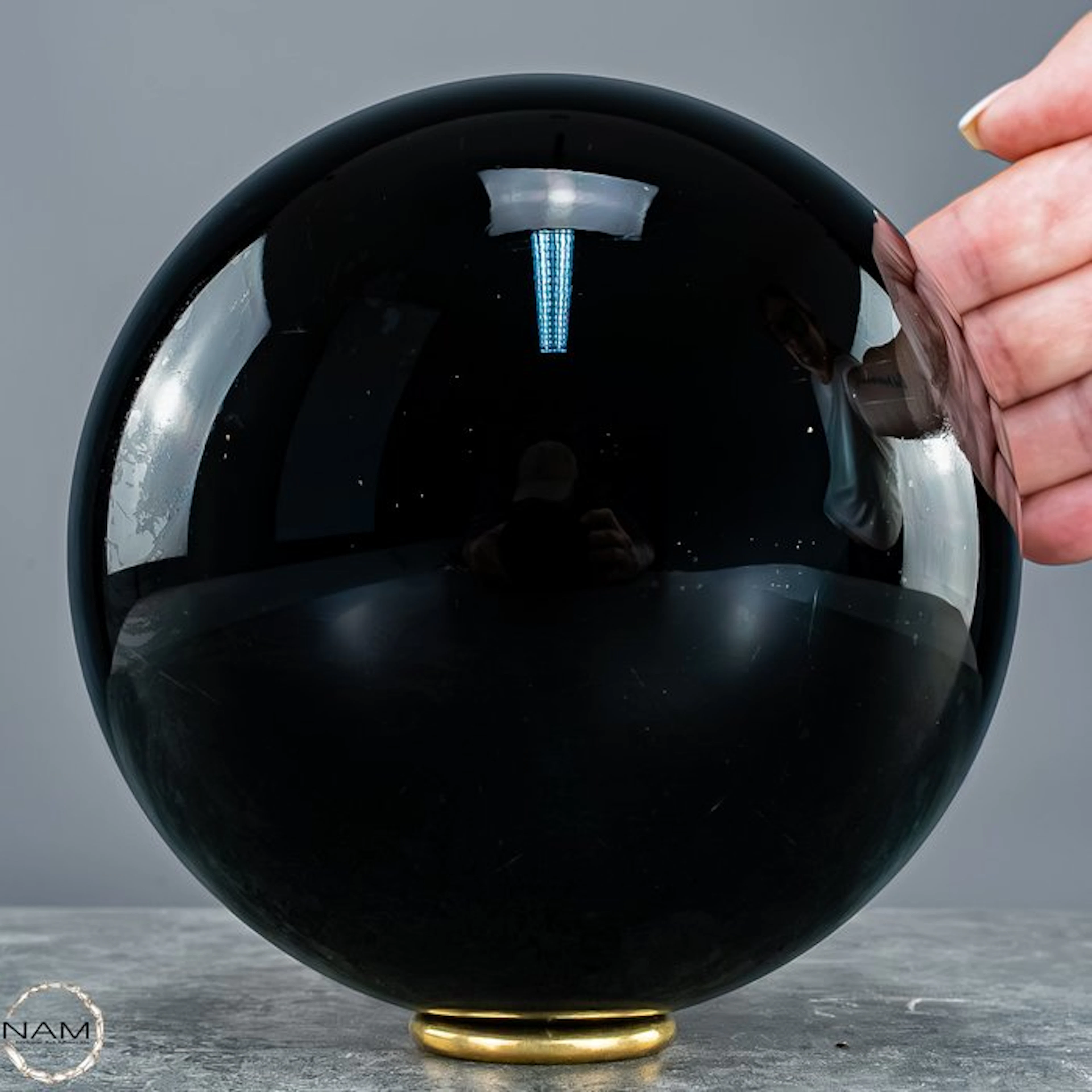 Natural Top Quality Sparkling Black Obsidian Sphere- 3692.58 g
