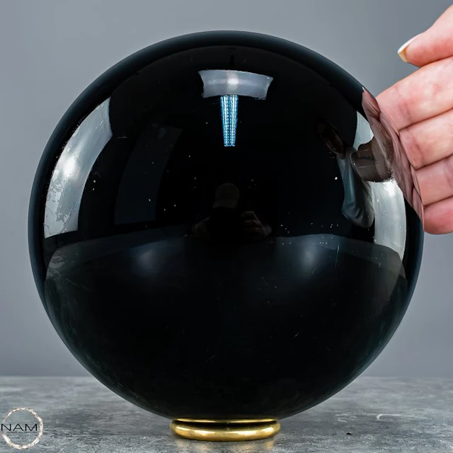 Natural Top Quality Sparkling Black Obsidian Sphere- 3692.58 g