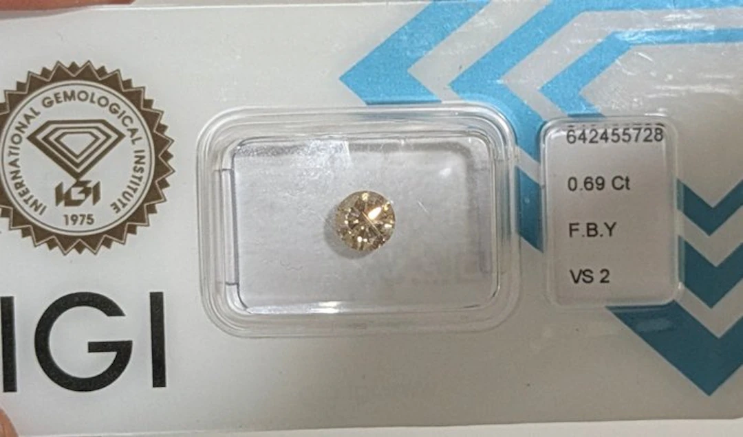 1 pcs Diamond (Natural coloured) - 0.69 ct - Round...