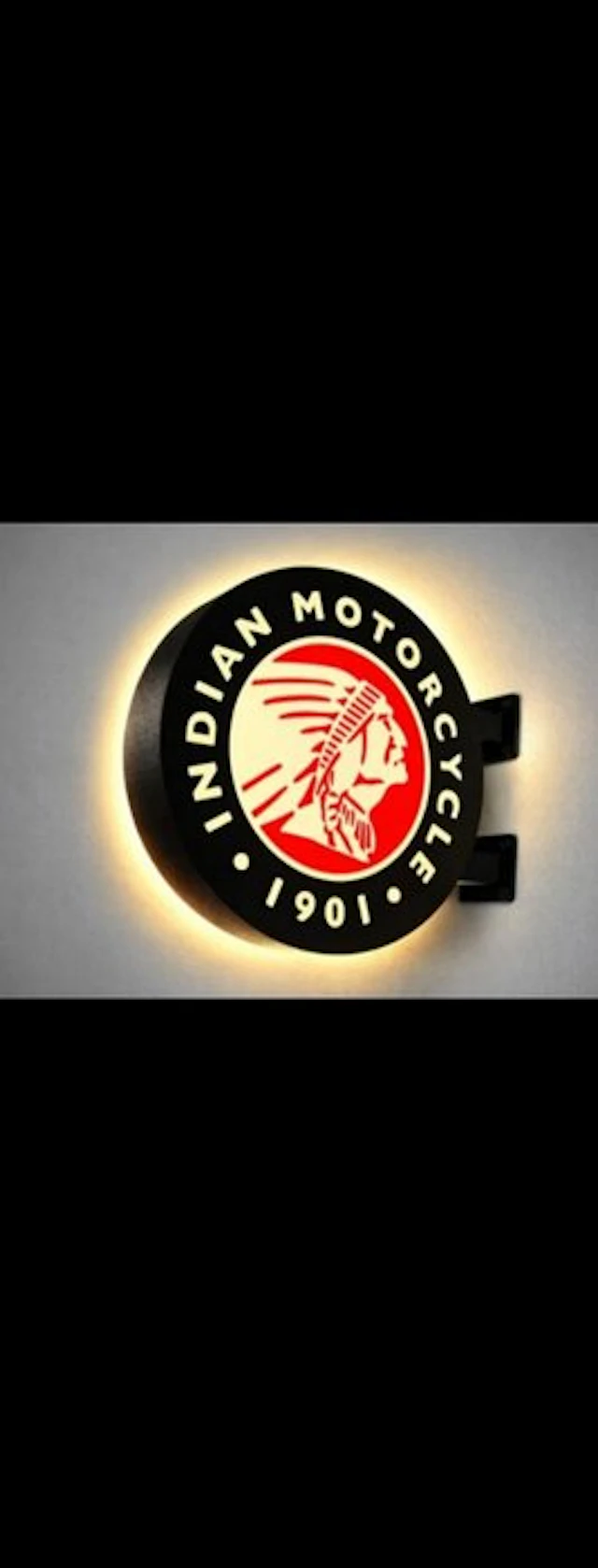 Indian Motorcycle illuminated sign with double-sided hanging
