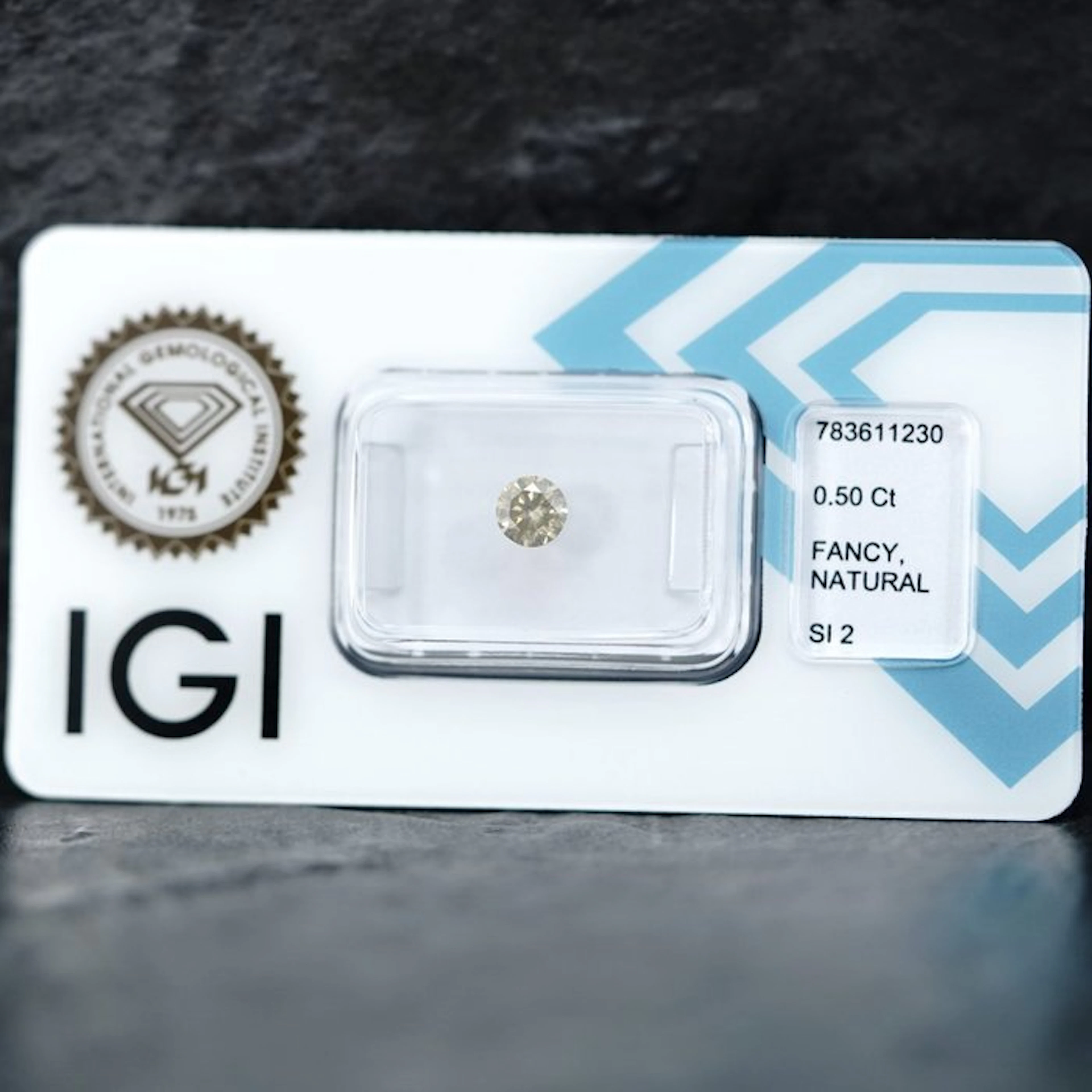 1 pcs Diamond (Natural coloured) - 0.50 ct - Round - Fancy Brownish