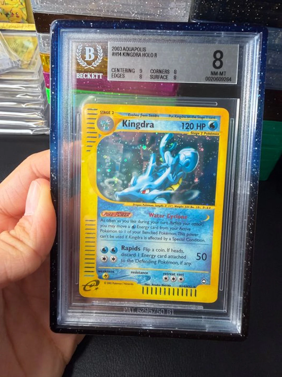 Pokémon - 1 Graded card - Kingdra #H14 Foil - Beckett 8 - WOTC - Aquapolis