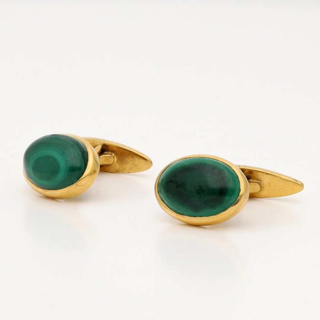 Cufflinks - 18 kt. Yellow gold - malachite
