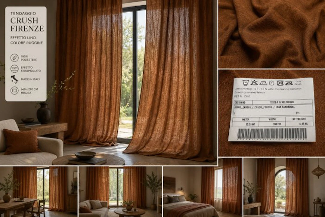 Luxury Curtain Firenze Crush – Ruggine Naturale Made in...