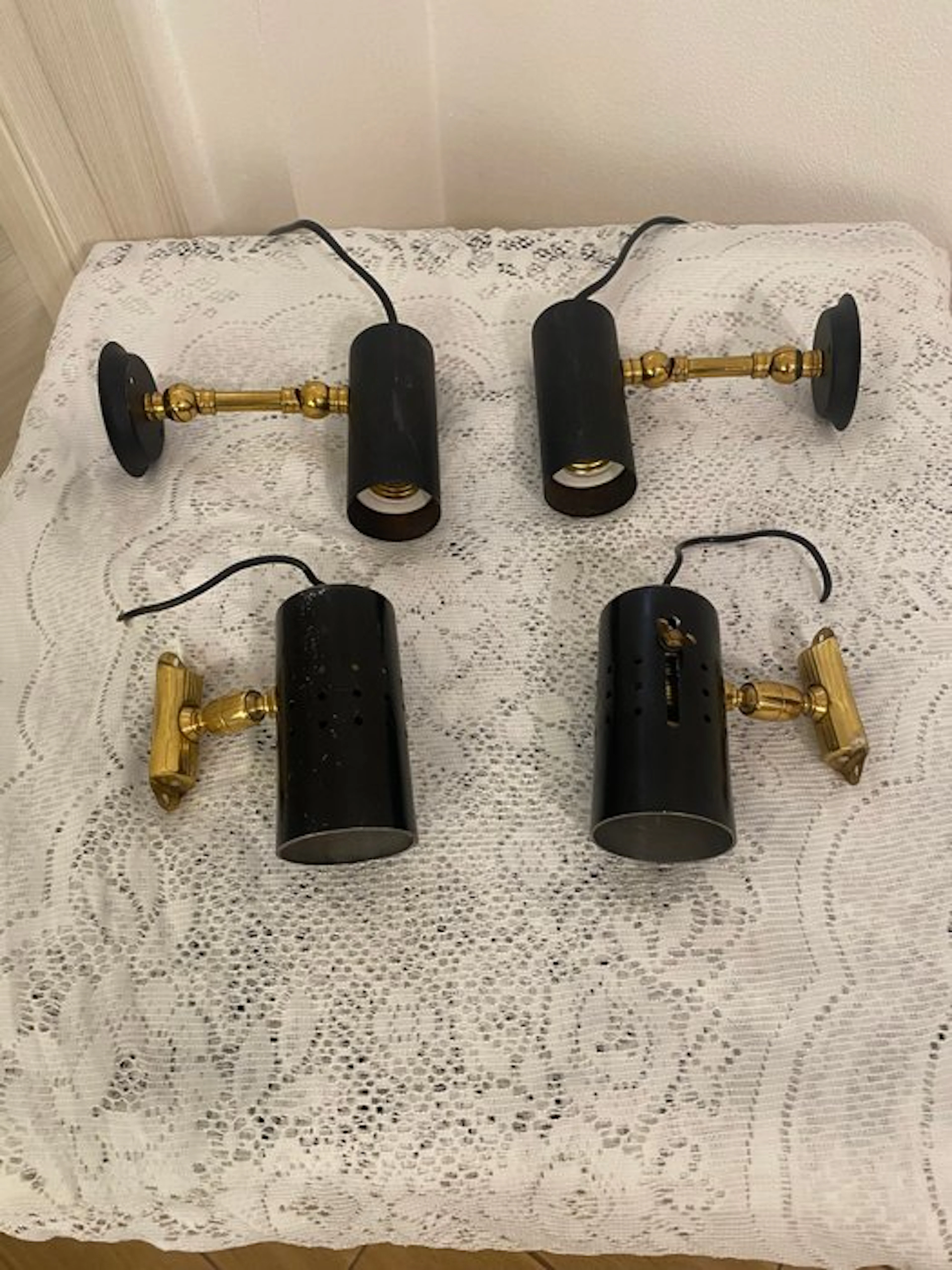 Wall spotlight (4) - Brass, Steel