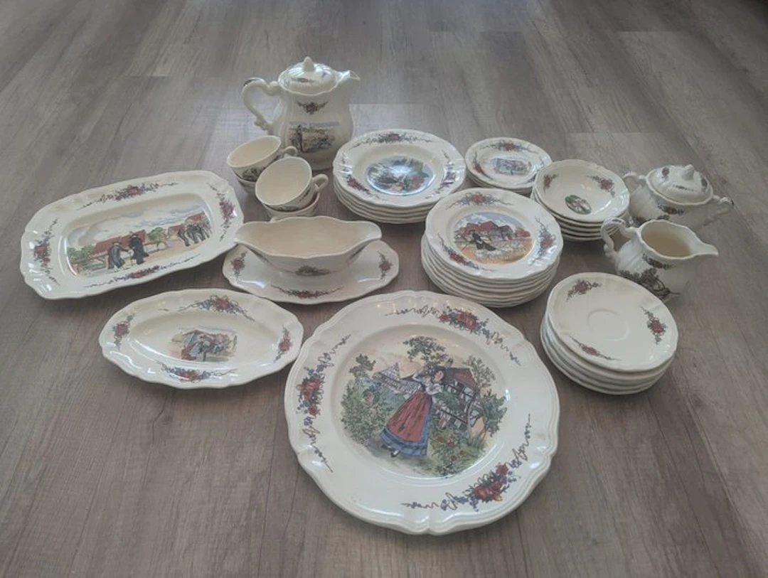 Sarreguemines - Henri Loux - Coffee set (39) - Obernai - Faience