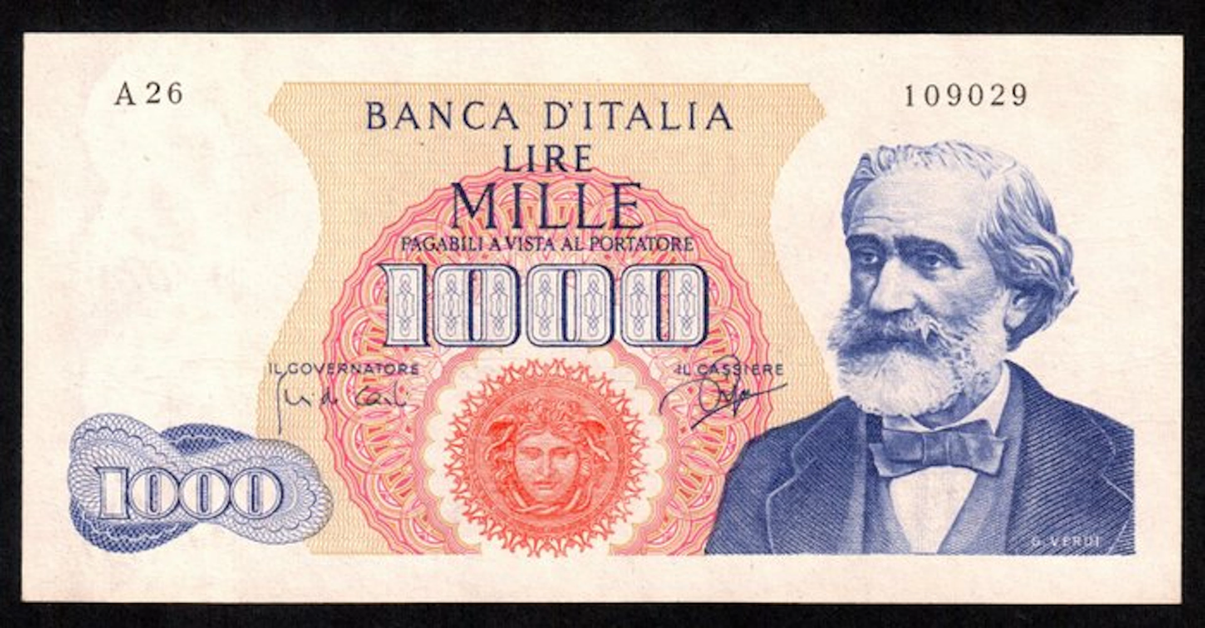 Italy. 1000 Lire 25/07/1964 "Verdi" I tipo - R2 - Gigante...