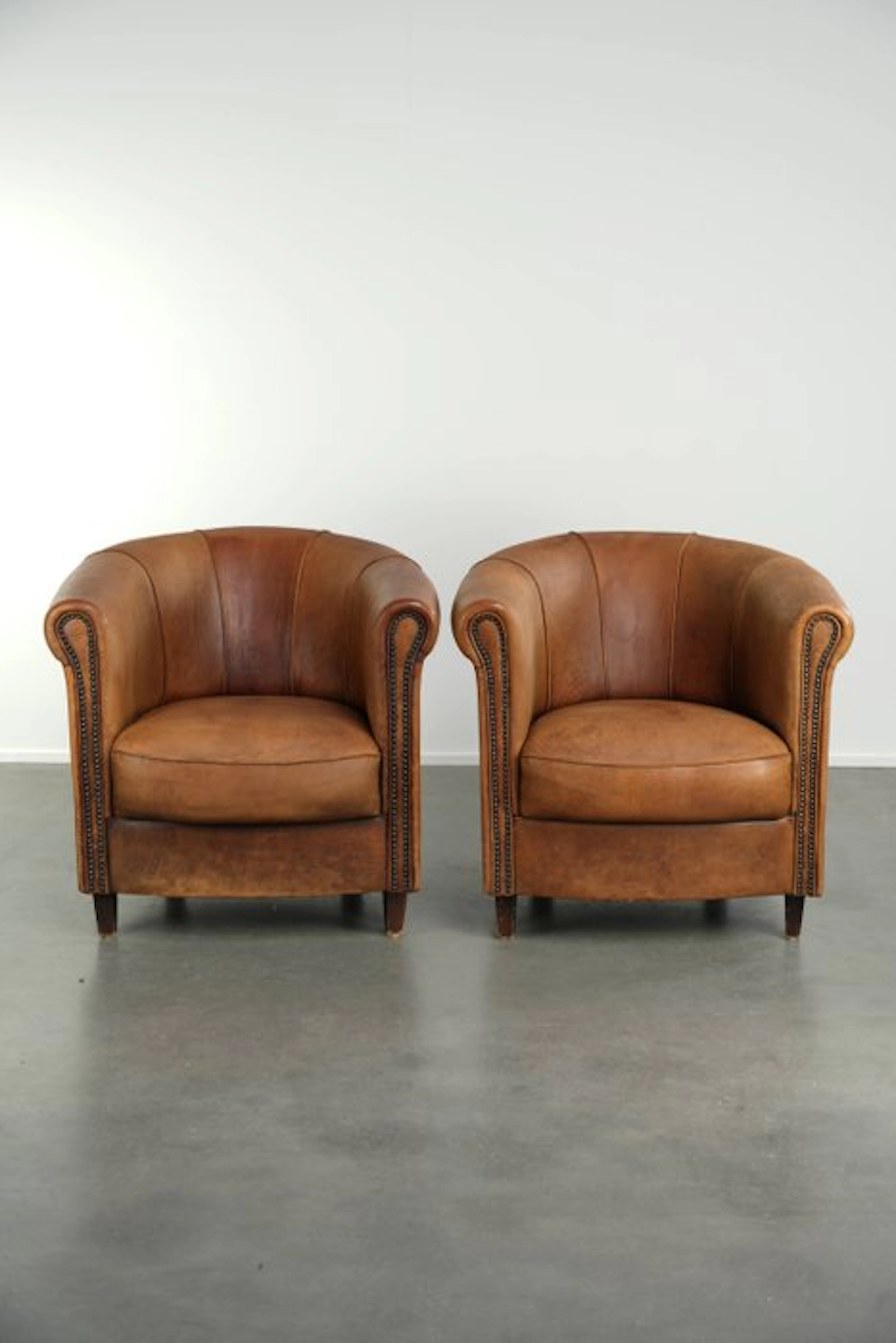Joris - Armchair (2) - sheep leather - Set of club armchairs