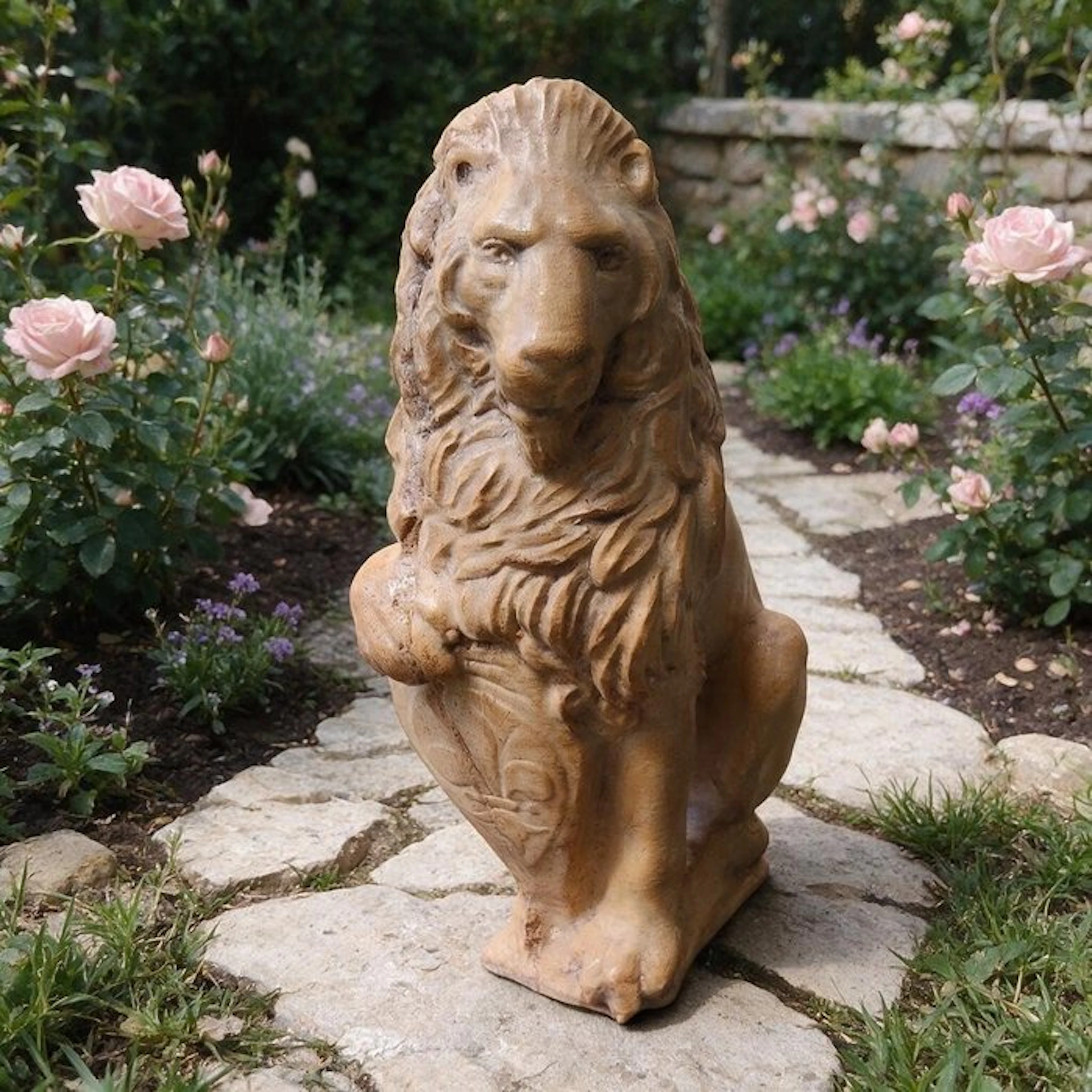 Sculpture, Leone Marzocco - 35 cm - Cast Stone