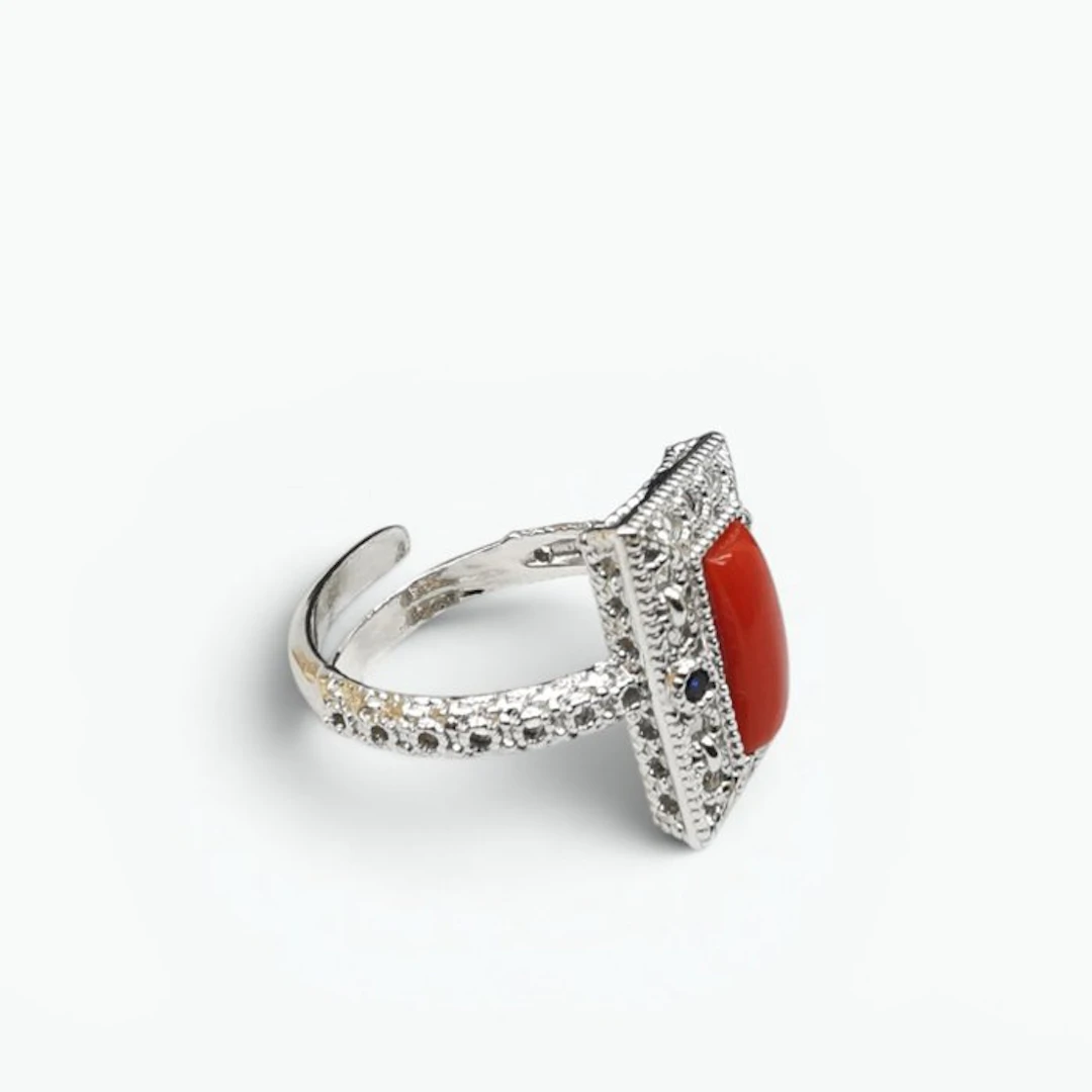 Coral - Sterling Silver 925 - Ring - Italian Craftsmanship
