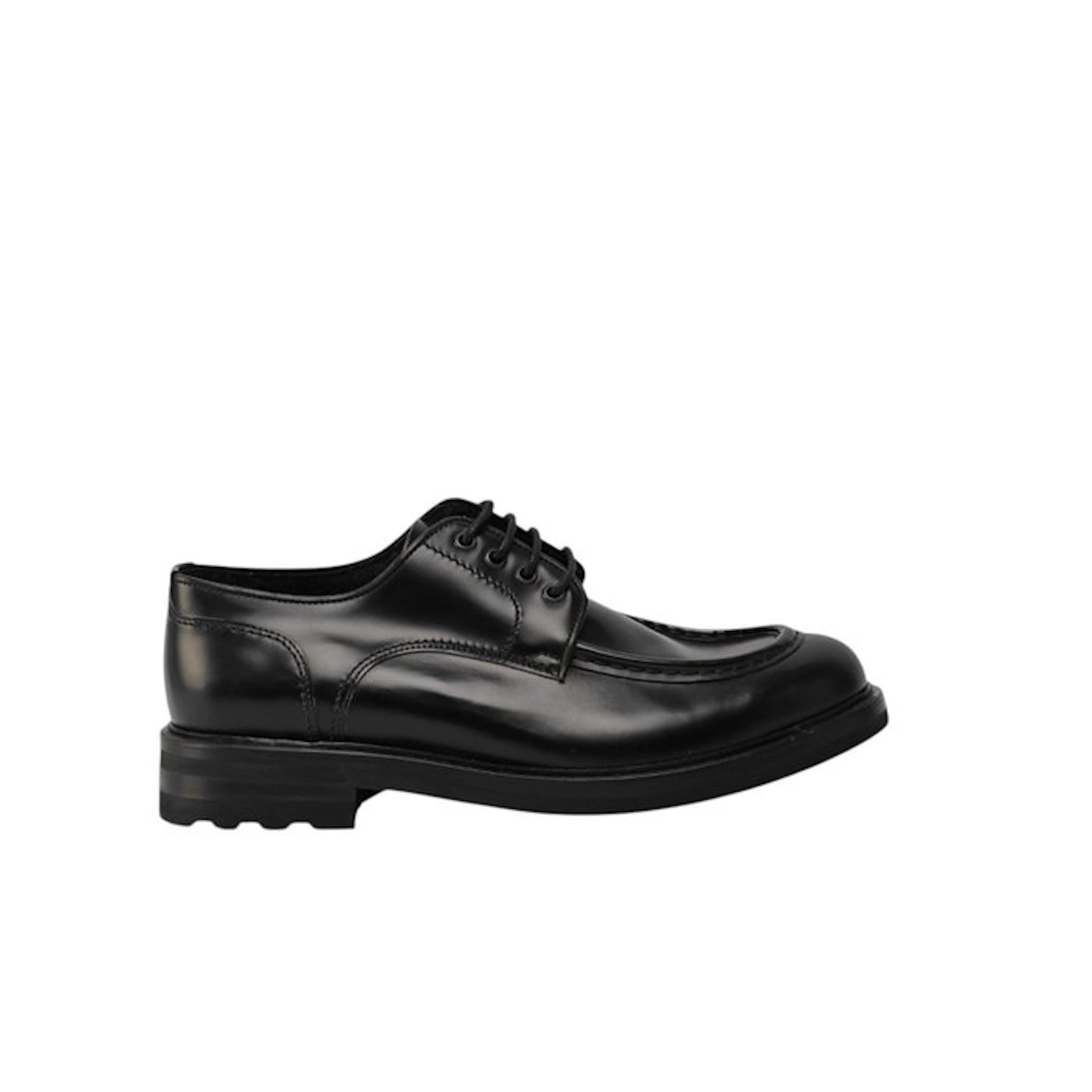 TESTONI - 8 UK - 42 IT - Black Derby Shoes Brush Off Calf...
