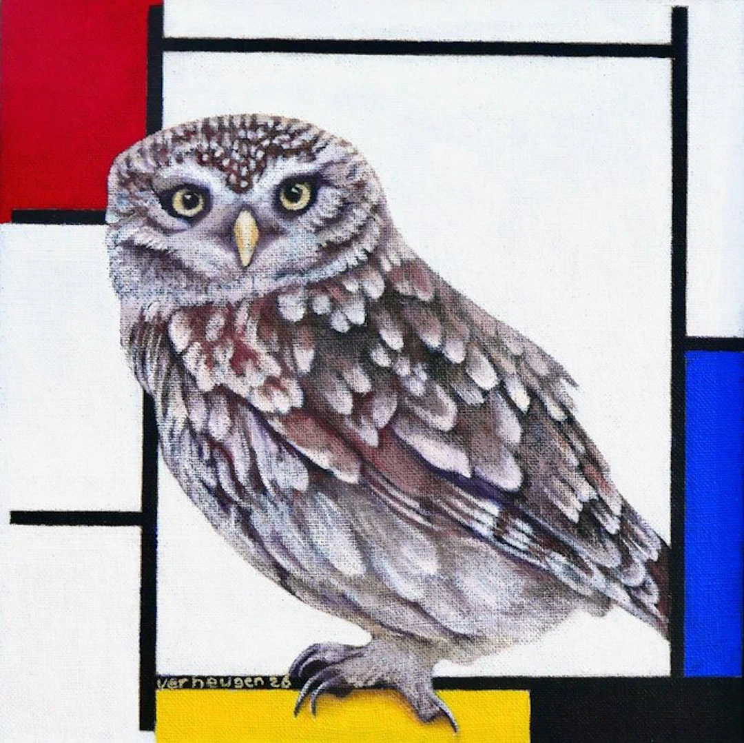 Jos Verheugen - Free after Mondrian, with Little Owl (M1154)