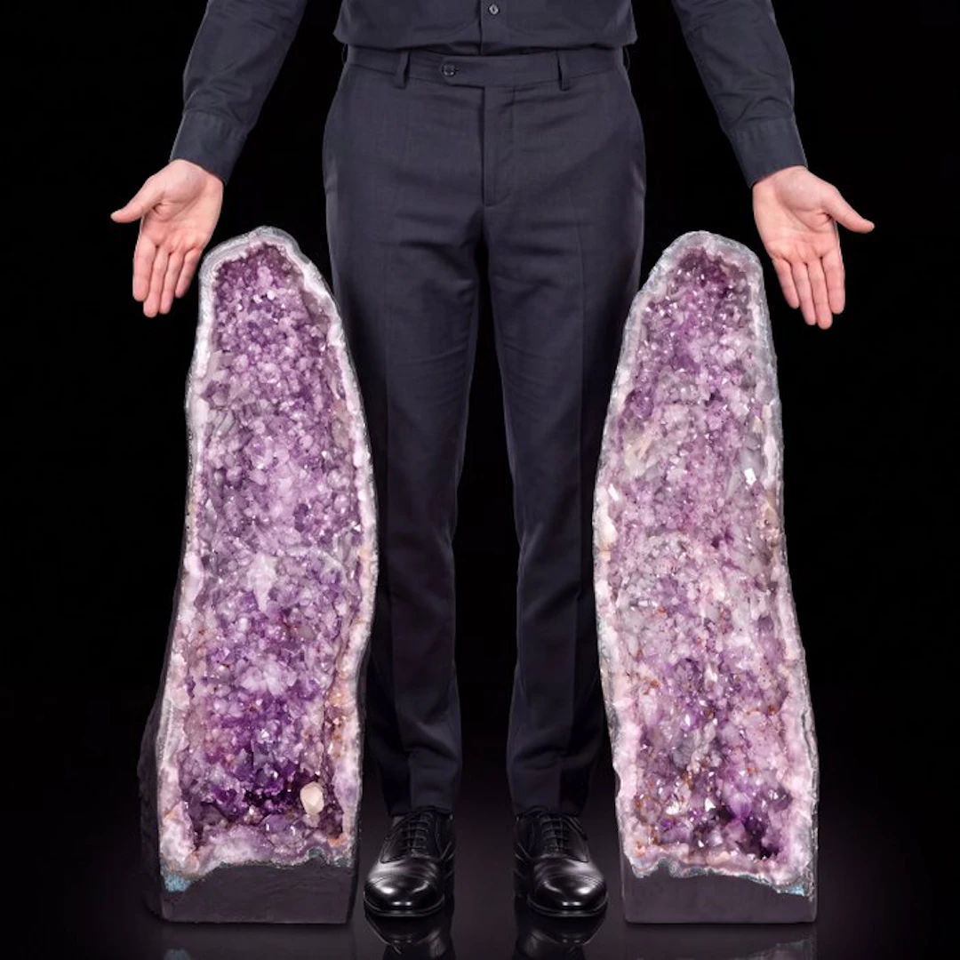 Amethyst - 68x21x20 cm - Matched Pair - Cathedral Geode- 51.9 kg