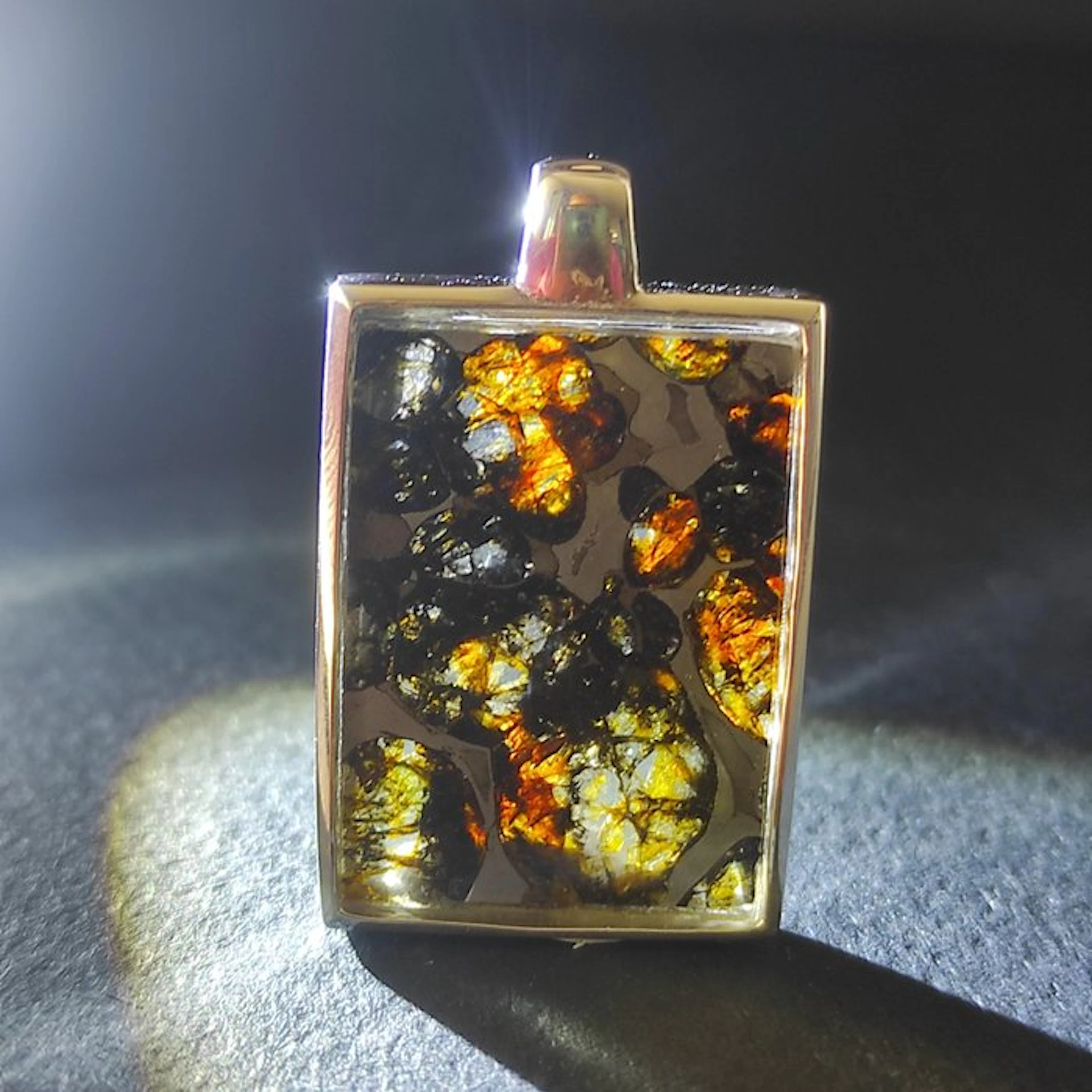 Meteorite Pallasite Sericho Pendant Steel 925 - Height: 3...