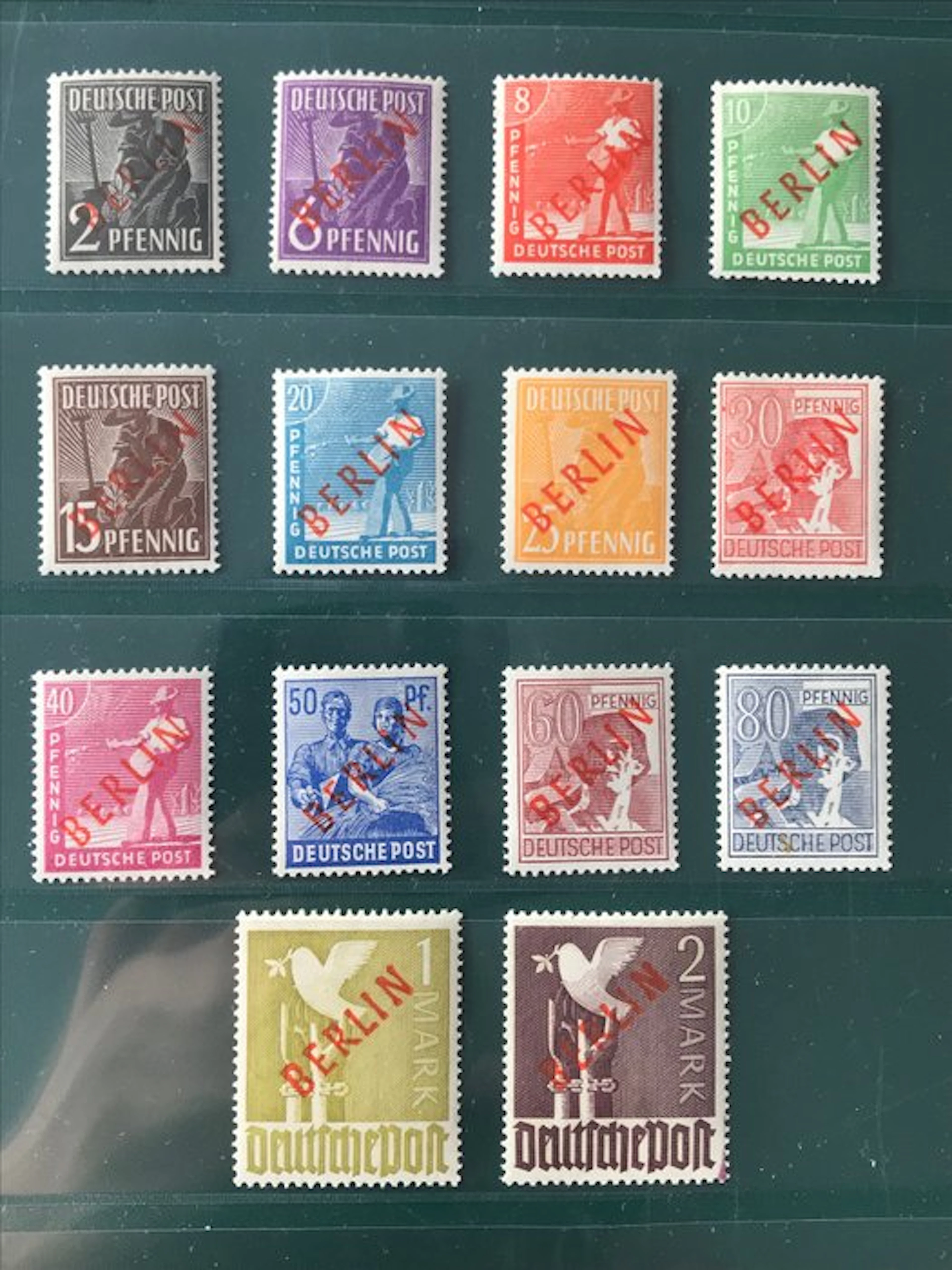 Berlin 1949 - Red overprint - certified by Schlegel BPP - MNH - Michel 21/34