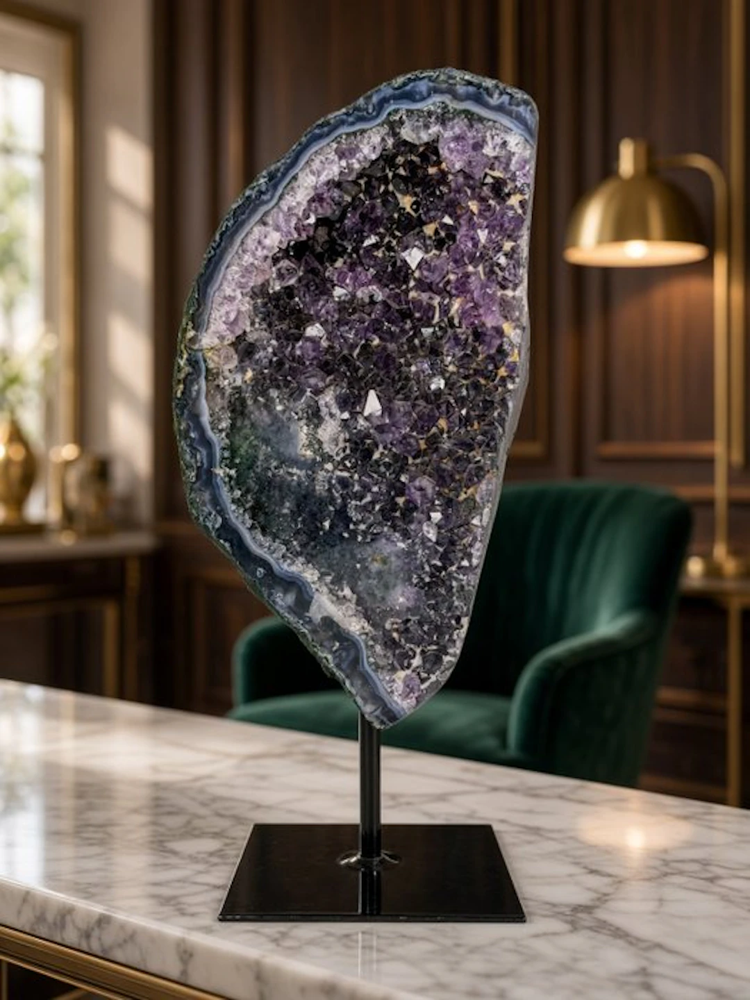 Quality amethyst rock Crystal geode on stand Crystal...