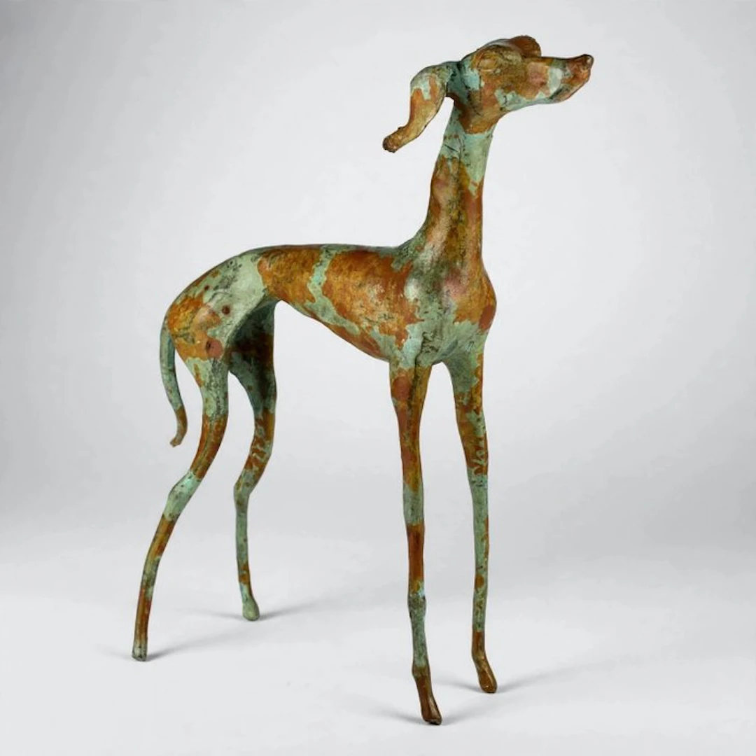 Abdoulaye Derme - Sculpture, Lévrier debout - 29 cm - Bronze
