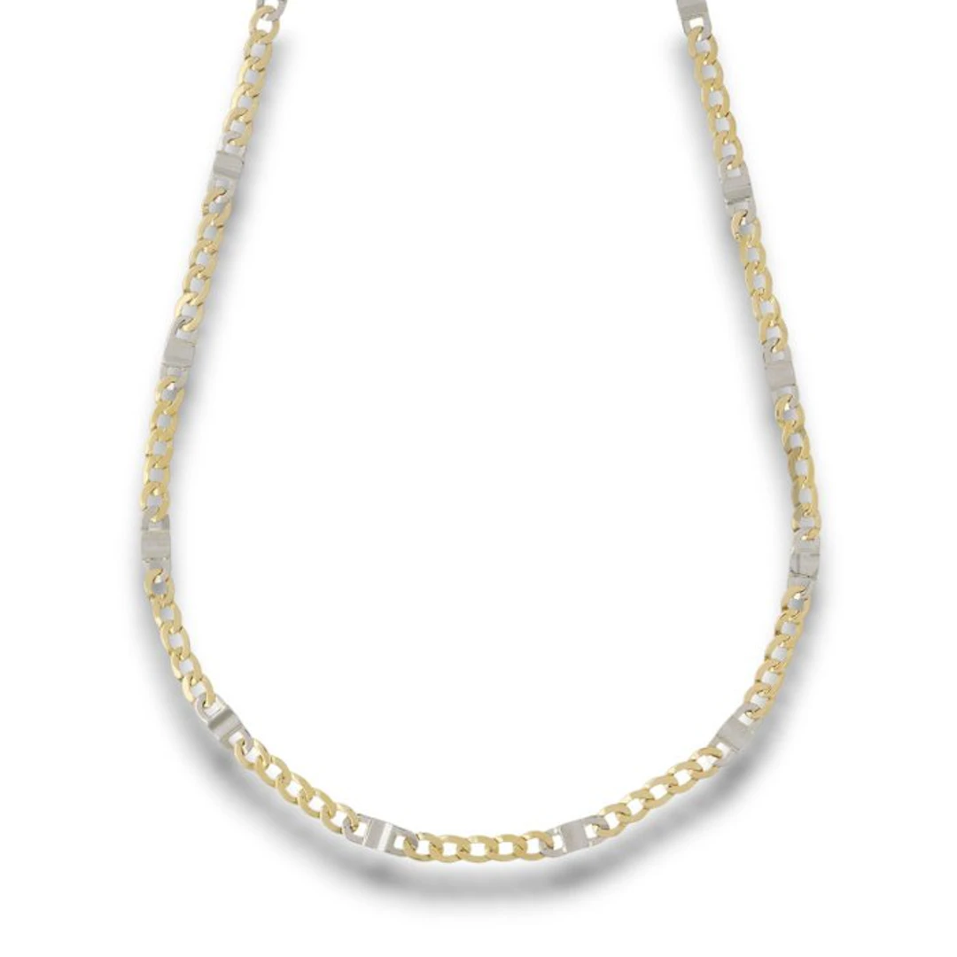Necklace - 18 kt. Yellow gold, White gold - Full Flat Chain 10g