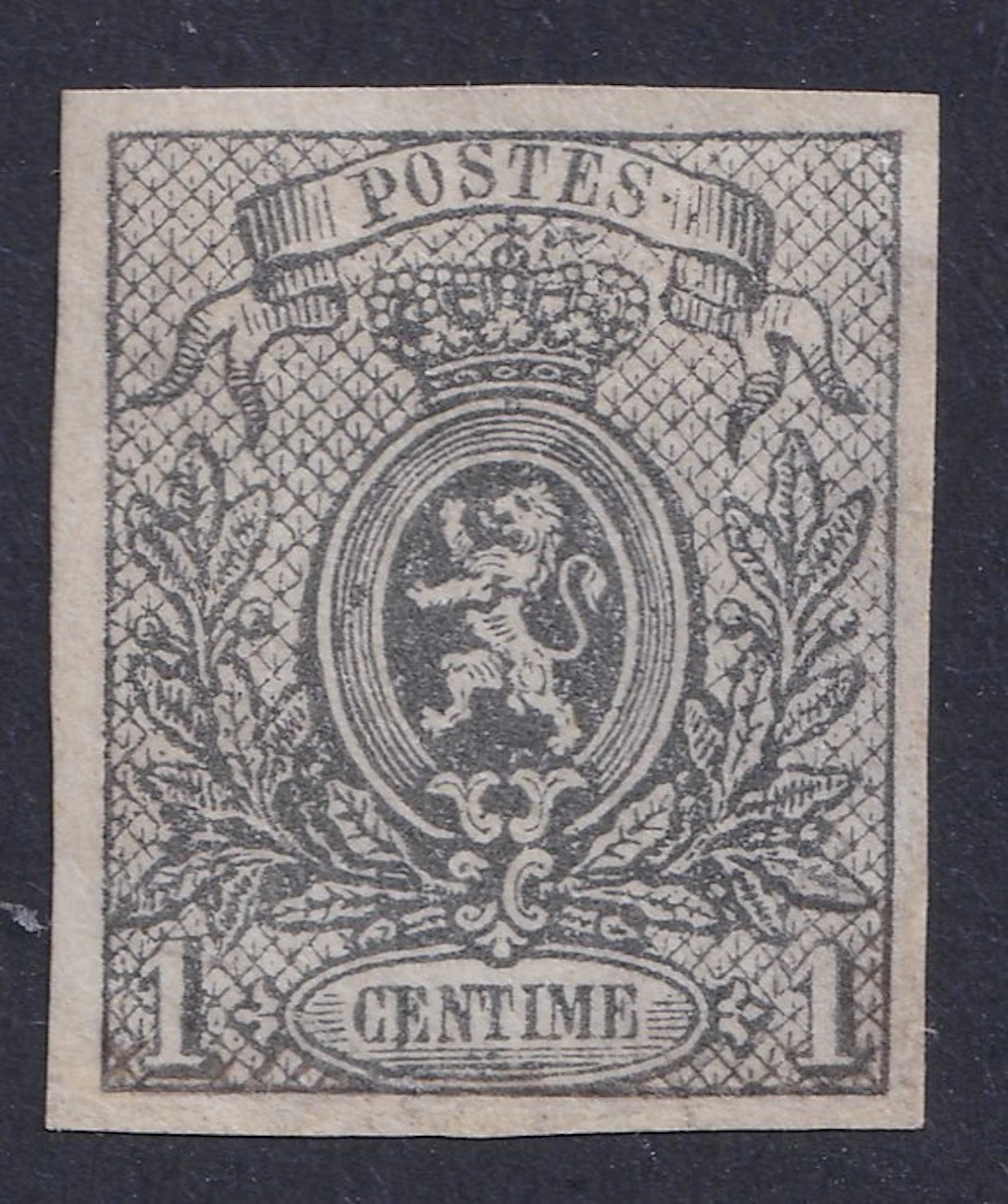 Belgium 1866 - Little lion - 1c gray unfinished with 4 nice edges - OBP/COB 22