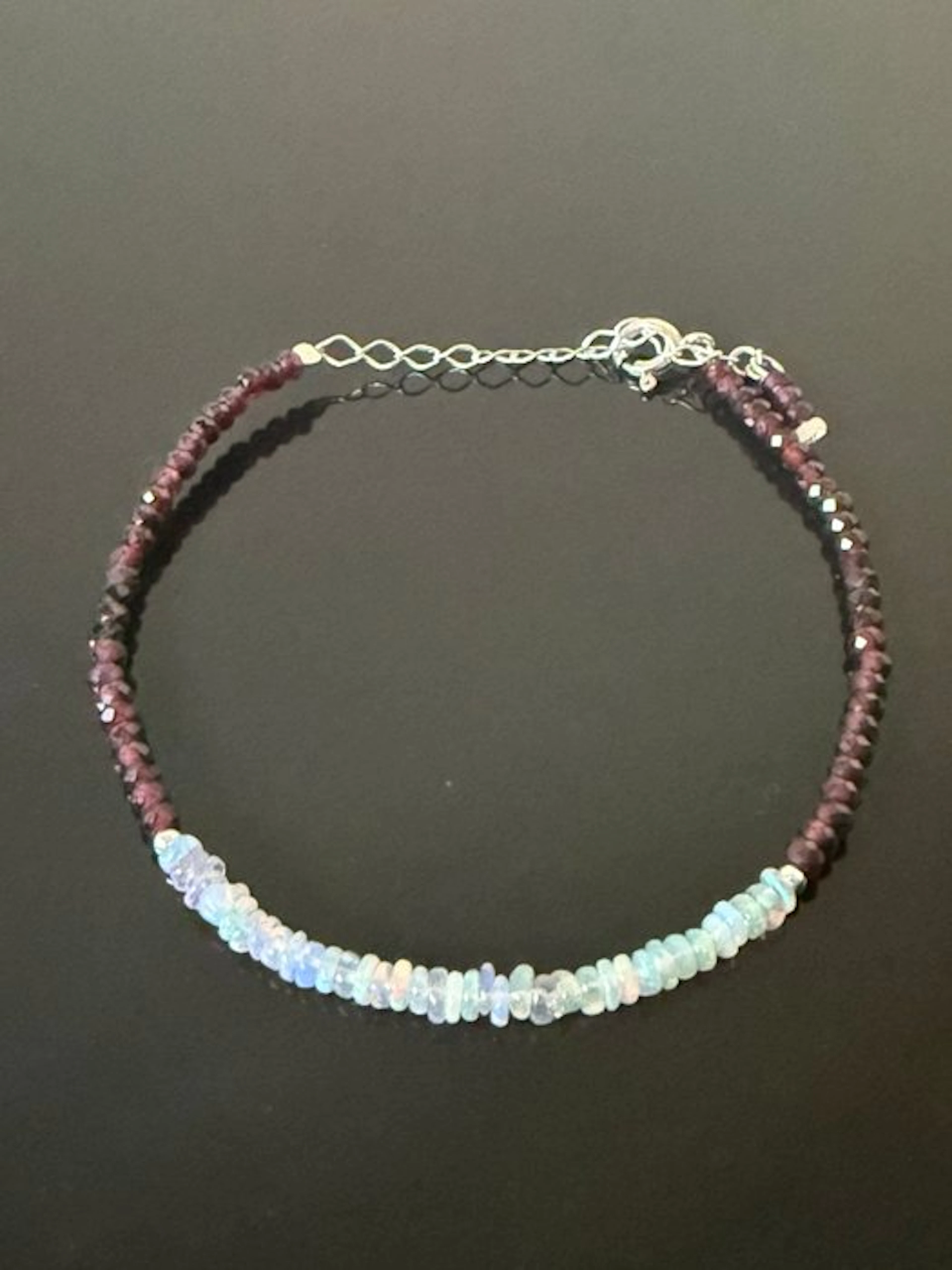 Silver - Bracelet - Ethiopian opal, garnet