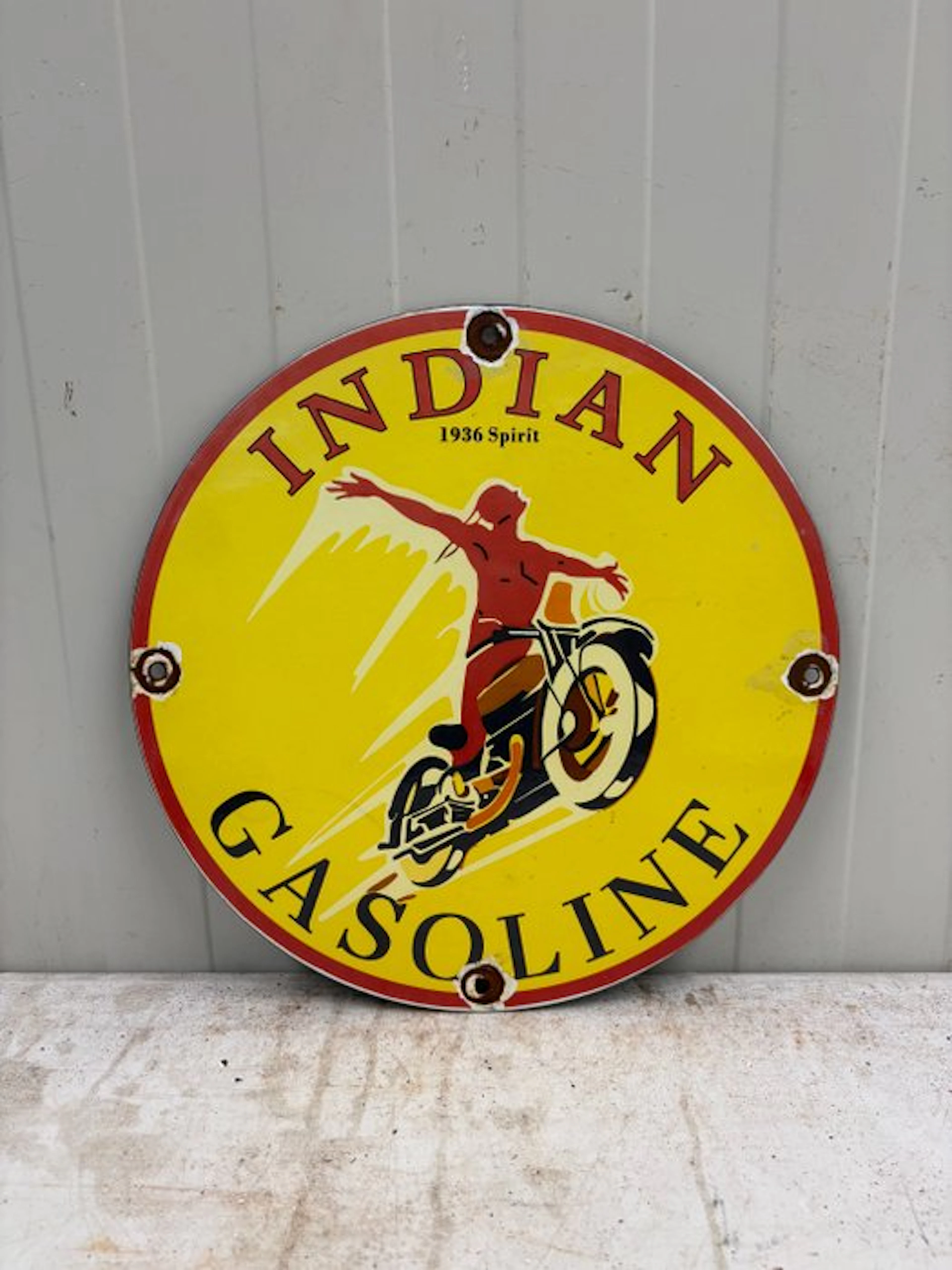 Indian Gasoline – Rond Emaille Reclamebord – Klassieke...
