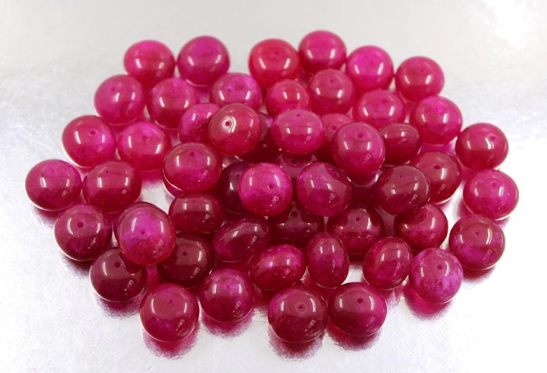 50 Really beautiful big handmade ruby round plane beads 755 Cts