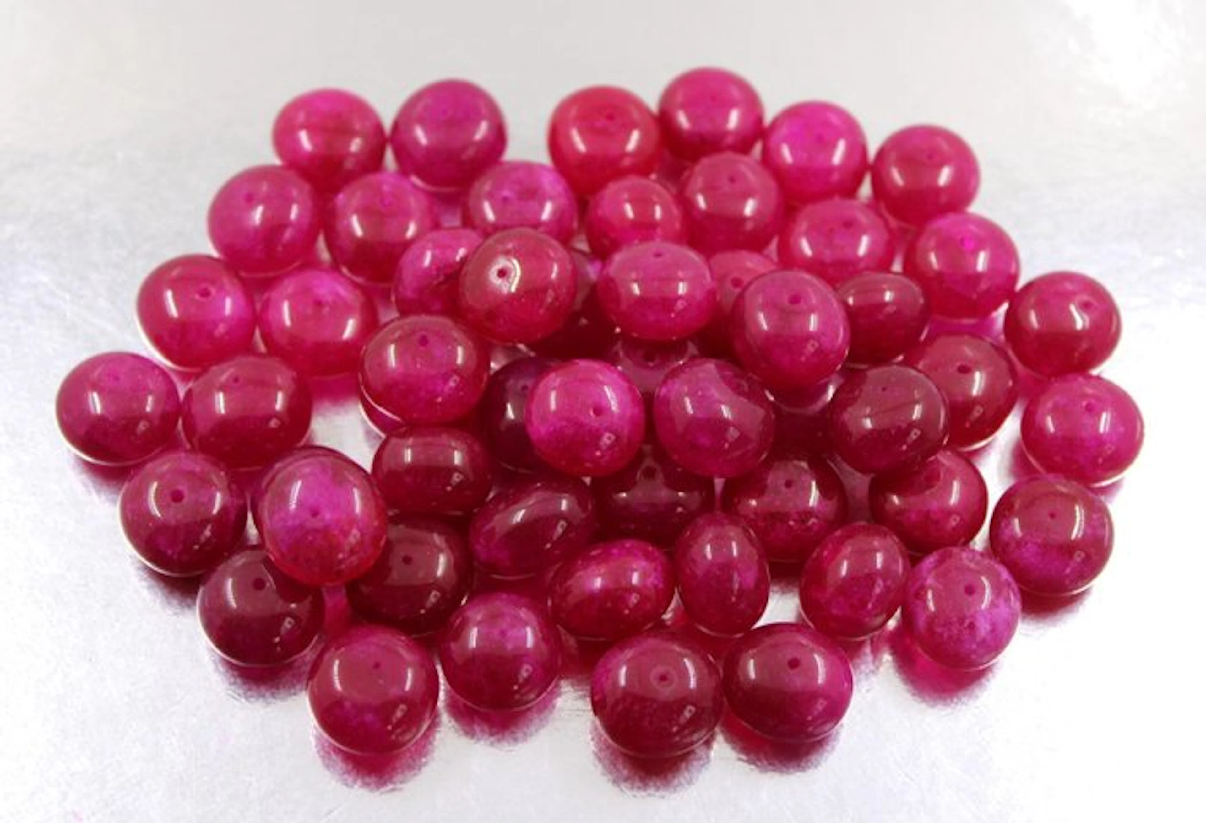 50 Really beautiful big handmade ruby round plane beads 755 Cts