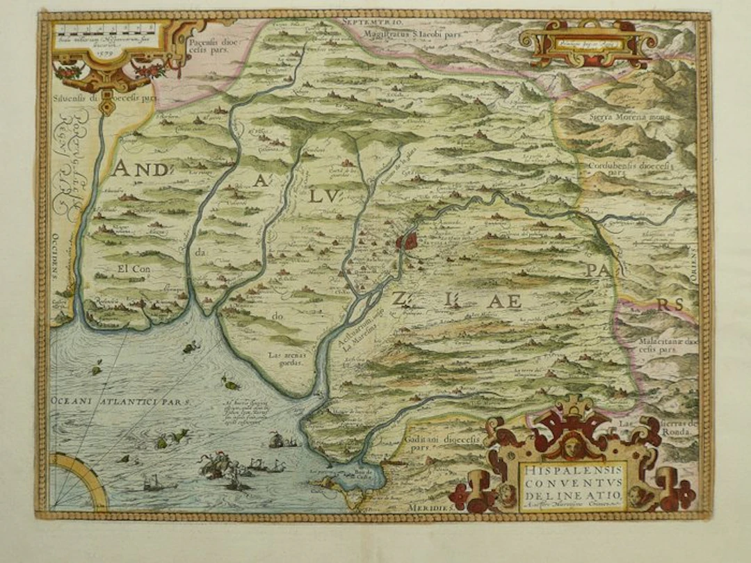 Spain - Sevilla; Abraham Ortelius - Hispalensis Conventus delineatio