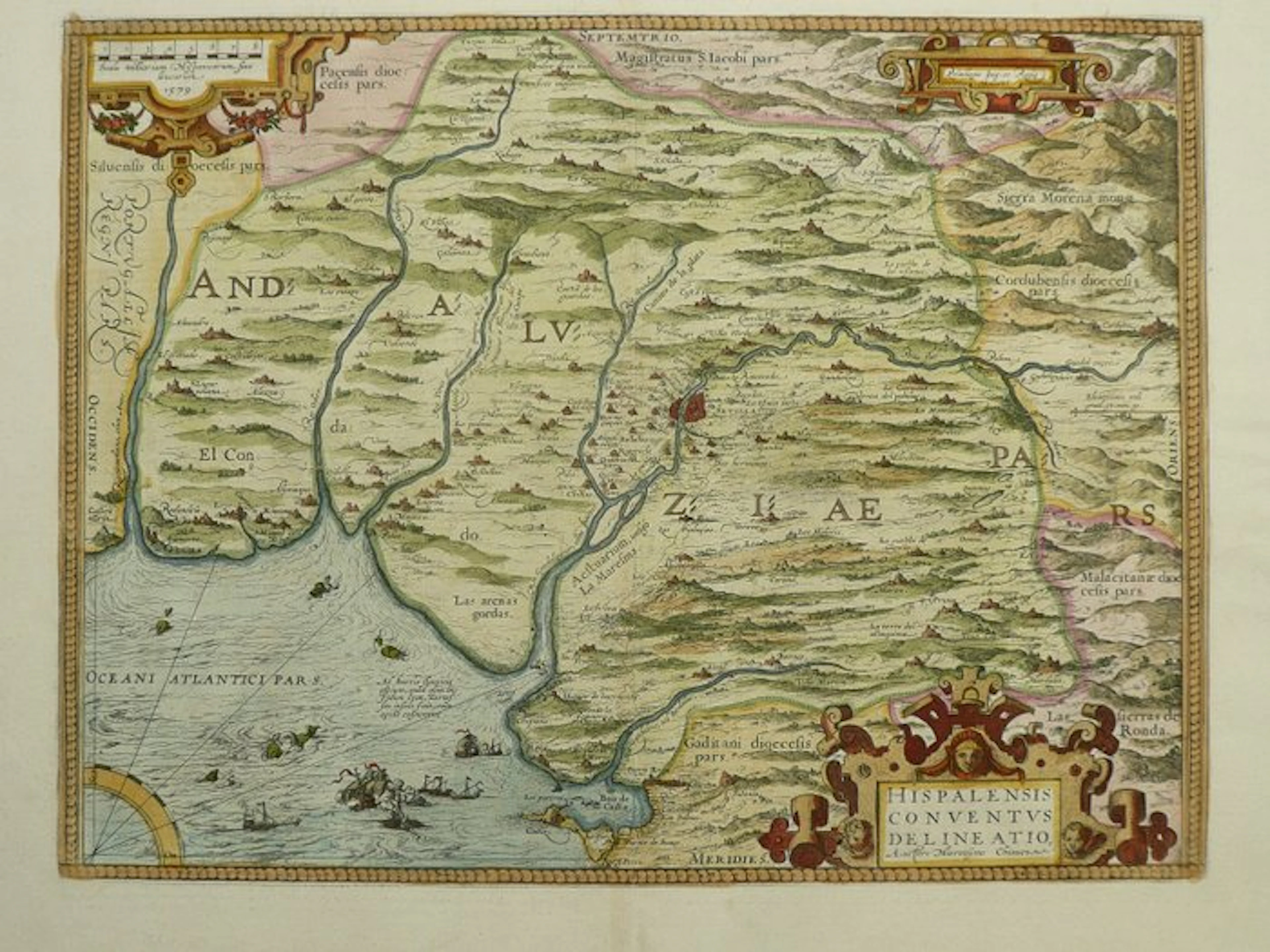 Spain - Sevilla; Abraham Ortelius - Hispalensis Conventus delineatio