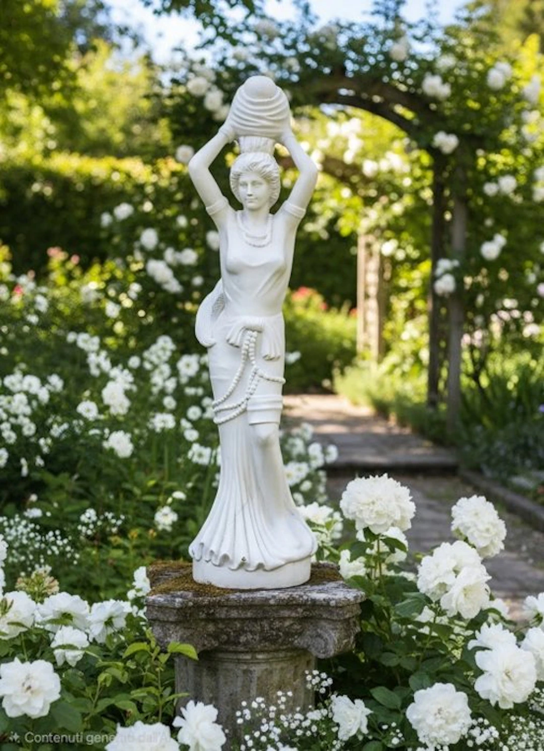 Statue, Fanciulla sorridente portatrice d'acqua - 145 cm - Carrara marble