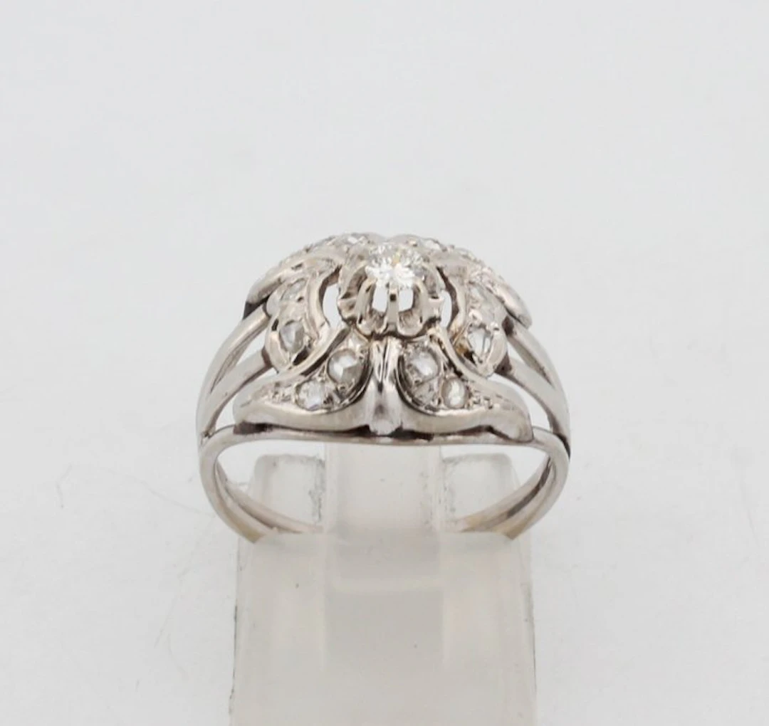 No reserve price - Ring - 18 kt. White gold Diamond (Natural) - Diamond