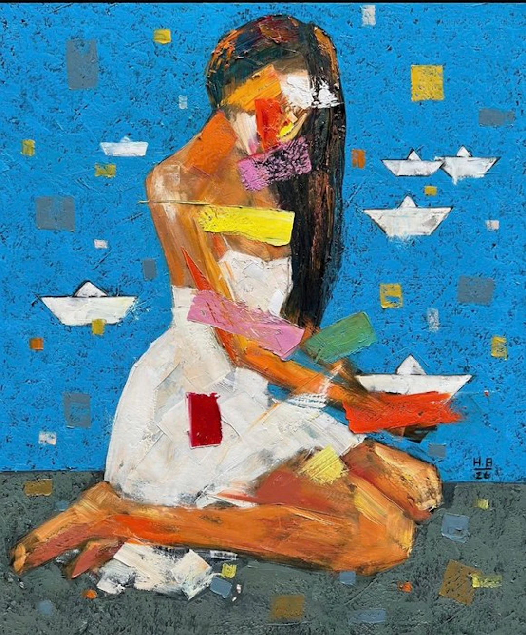 Hoang Anh - Bateaux de Papier ↑120 →100 cm