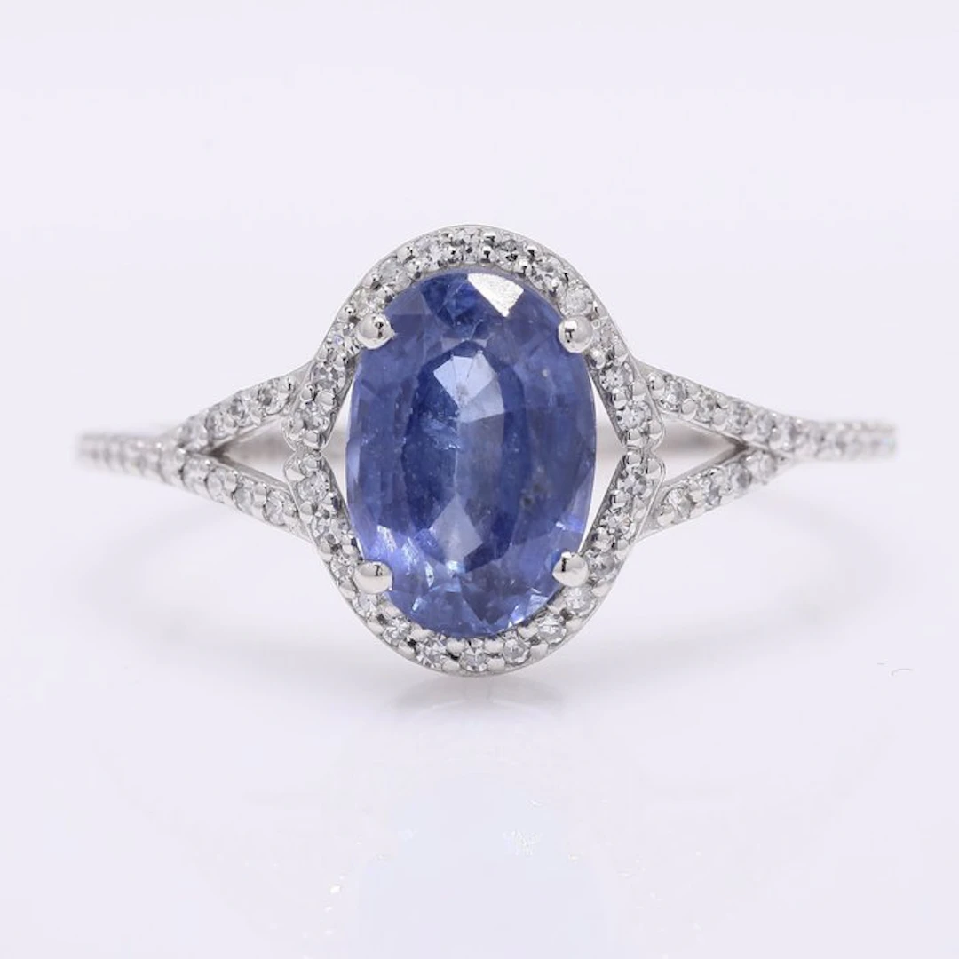 No reserve price - Ring Platinum - 2.21ct. tw. Sapphire - Diamond