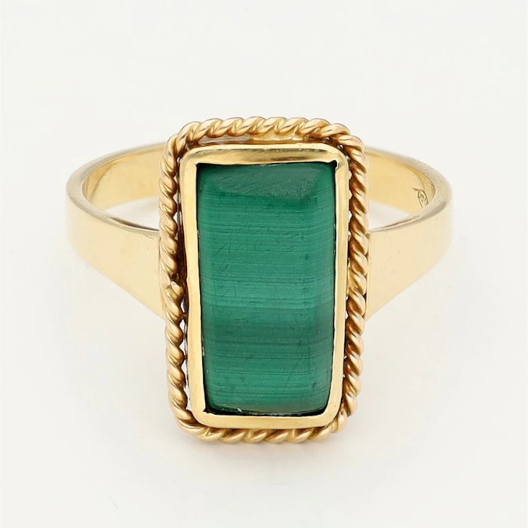 Ring - 18 kt. Yellow gold - malachite