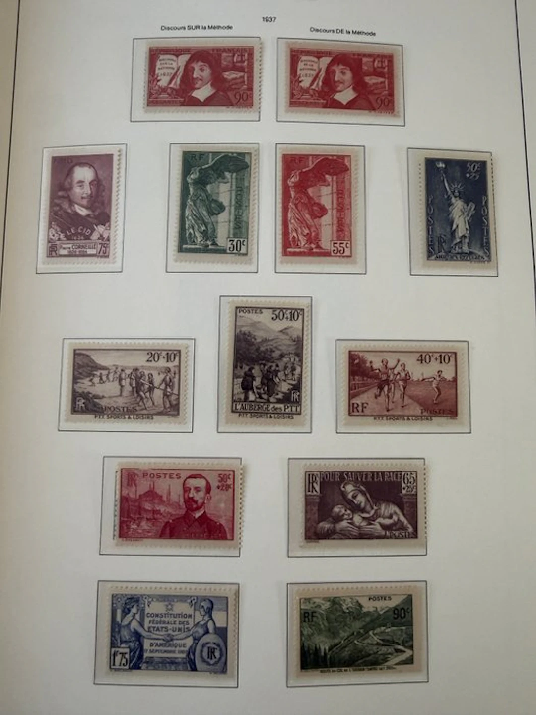 France - Complete year '1937' (except 348/351) in mint ** without hinge. TB