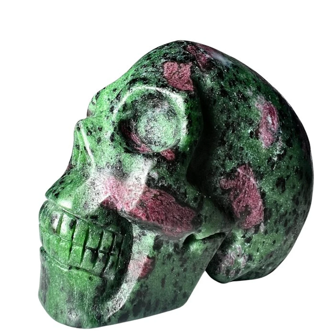Ruby Skull on Zoisite - premium Carving - Height: 60 mm...