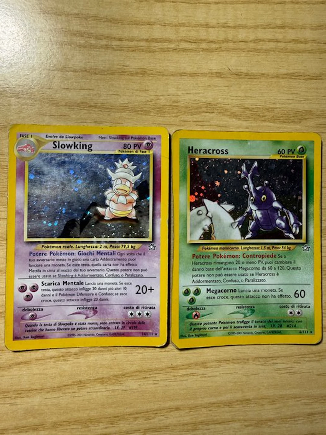 Pokémon Card - Slowking, Heracross Holo - WOTC - Neo Genesis
