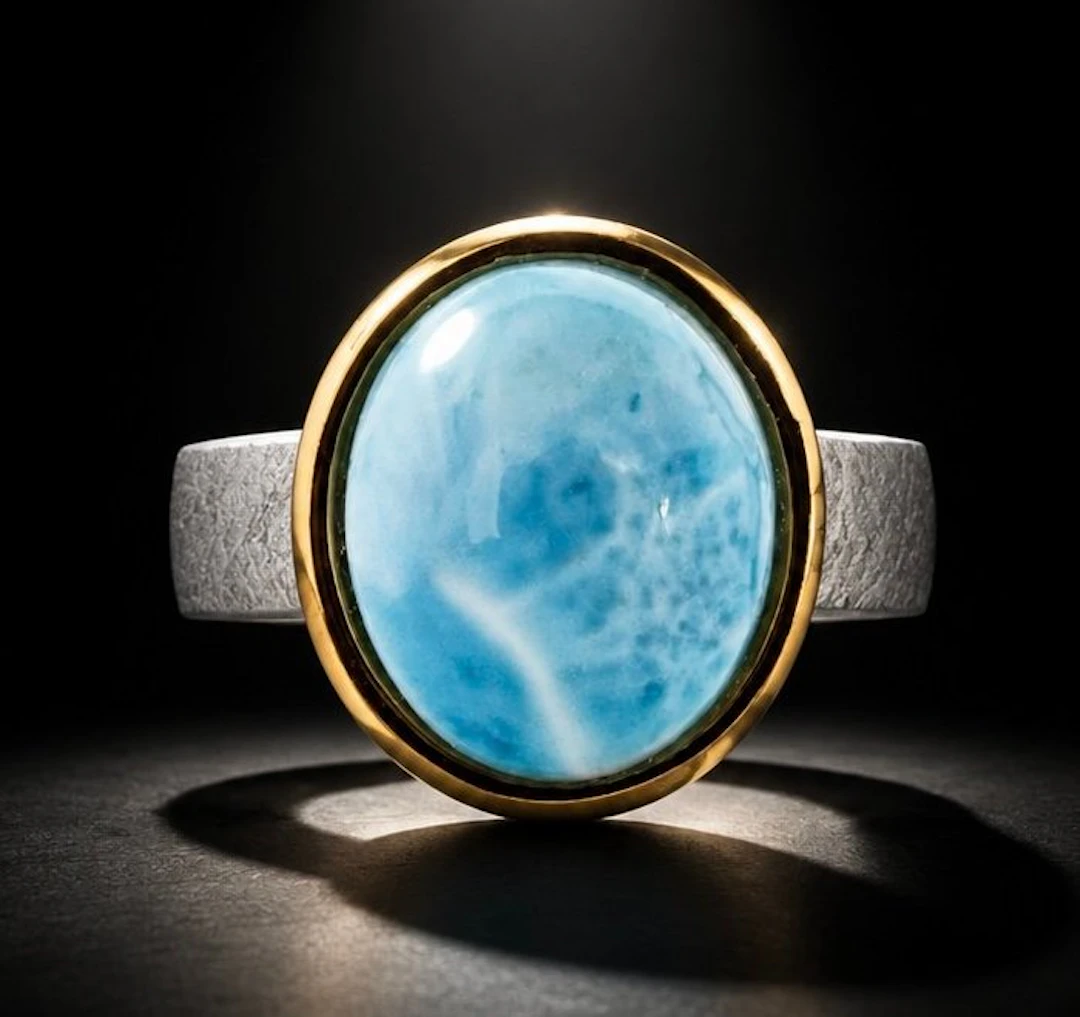 Sterling silver, partially gold-plated, pink opal cabochon - Ring