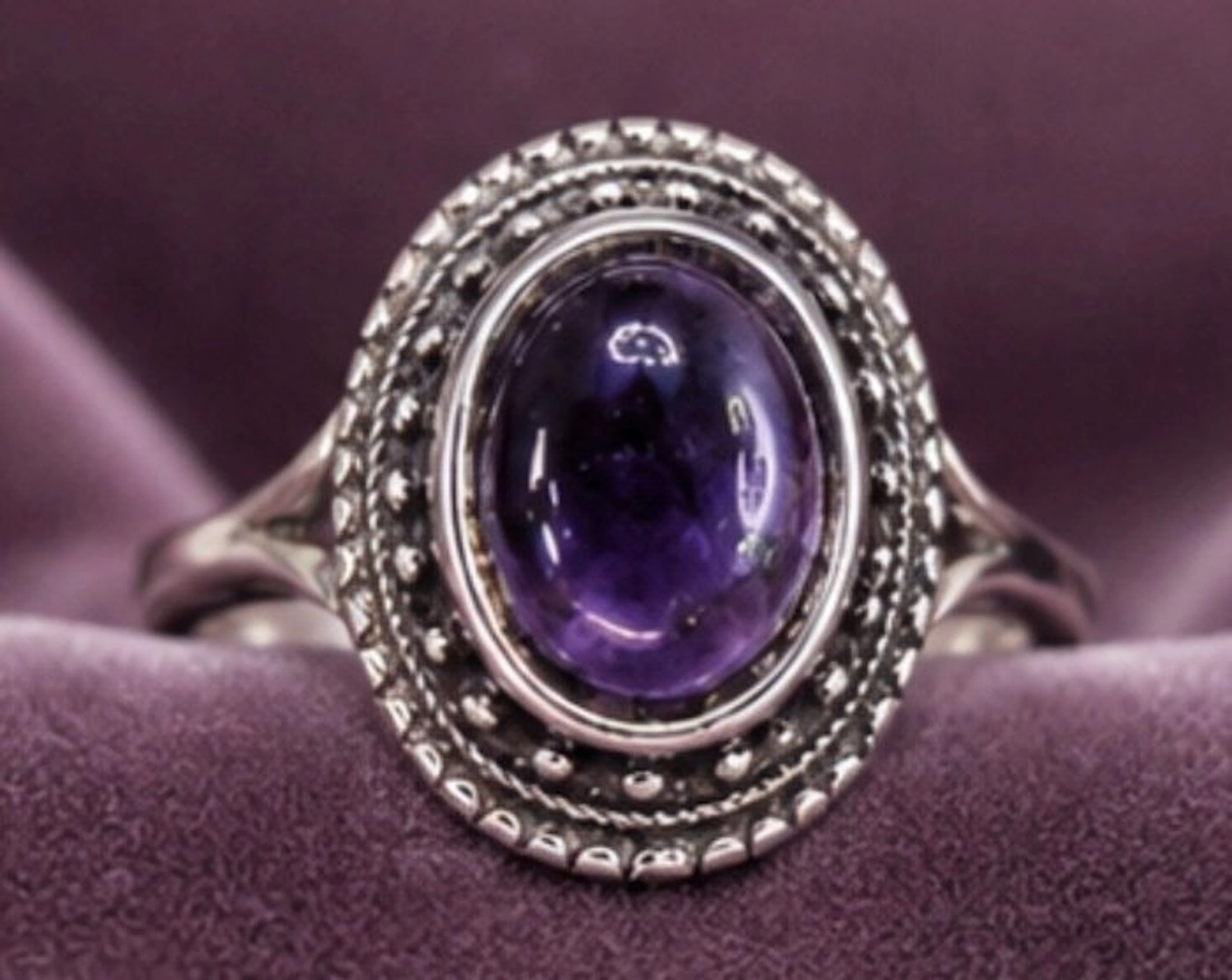 Vintage French Sterling Silver 925 Amethyst Ring 4 Gr - Ring