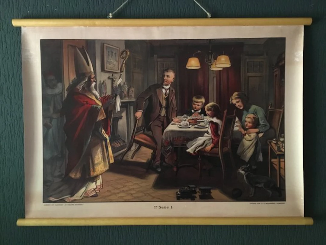 Geldorp - wolters - Schoolplaat poster Sinterklaas en Zwarte Piet. - 2000s