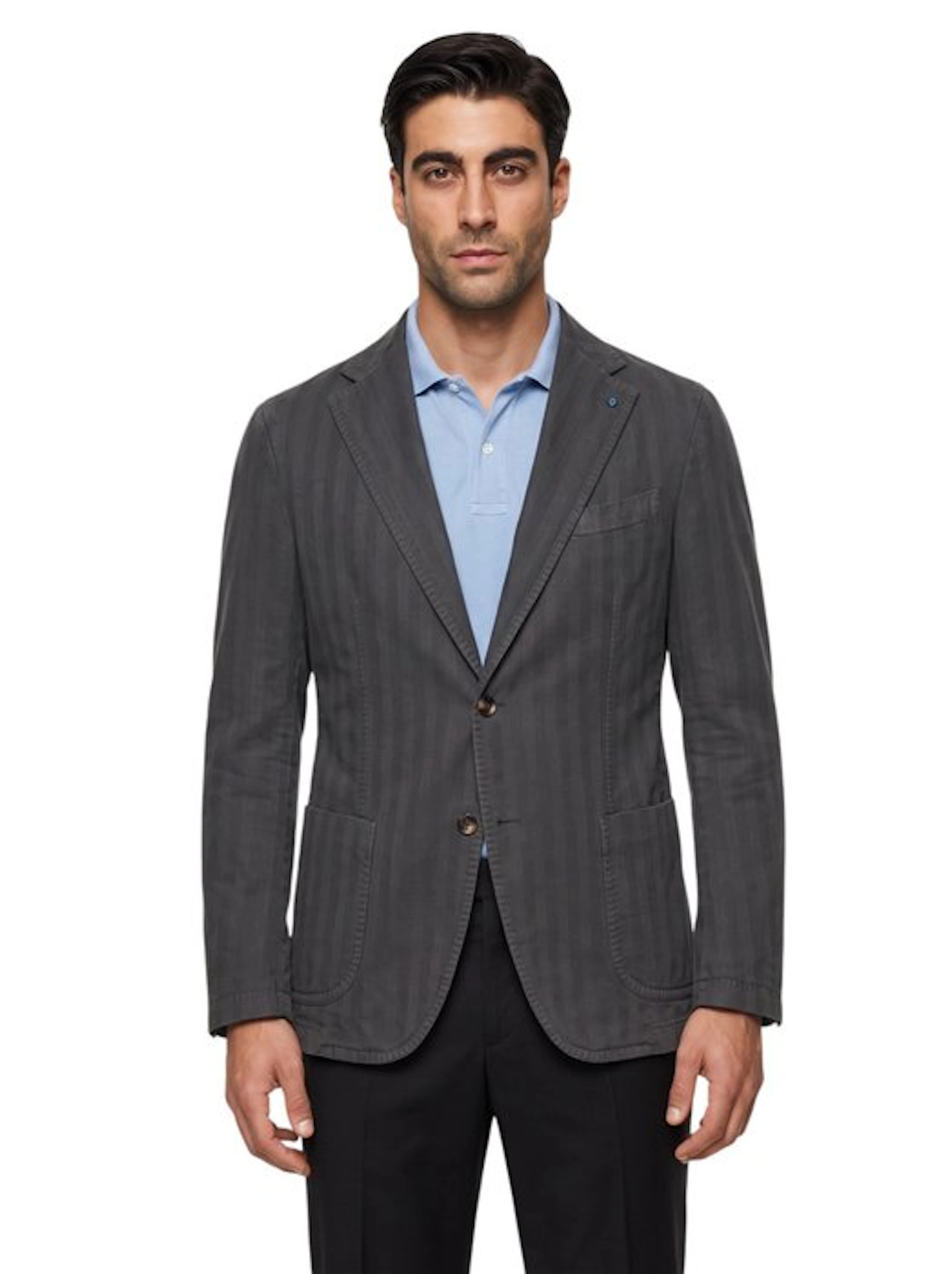 GIAMPAOLO - 54 IT - Blazer Charcoal Gray Herringbone...