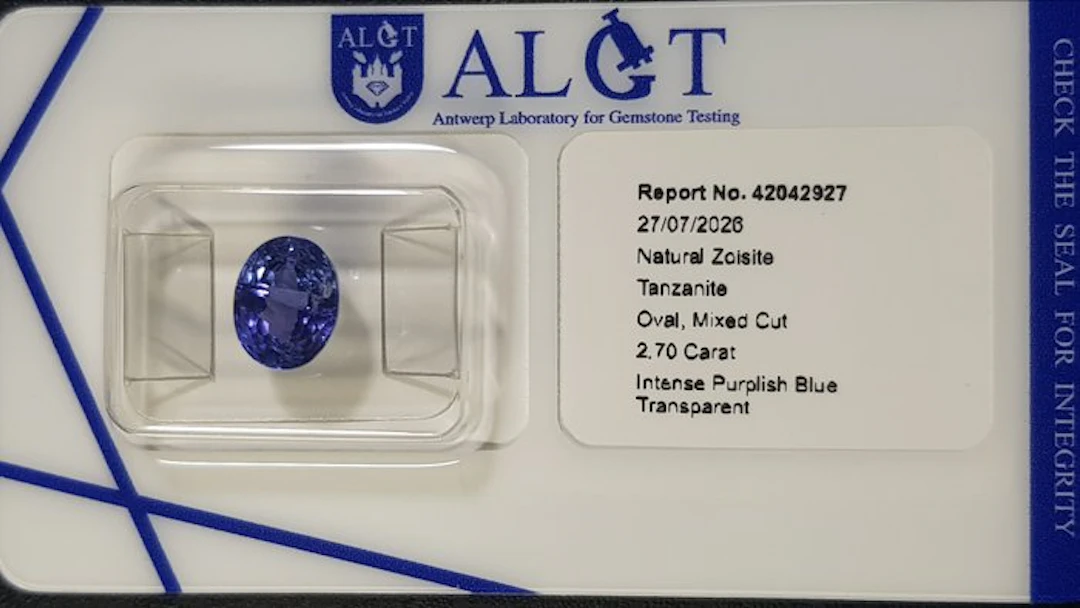 1 pcs Blue Tanzanite - 2.70 ct - Antwerp Laboratory for...