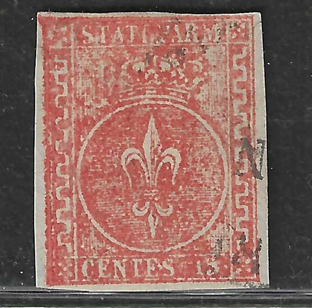 Italian Ancient States - Parma 1853 - 15th c. vermilion - Sassone N.7