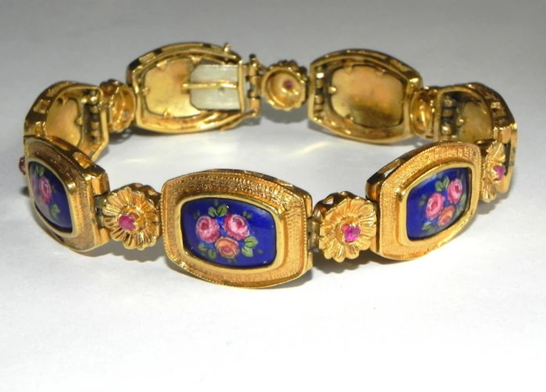 Bracelet - 18 kt. Yellow gold Ruby